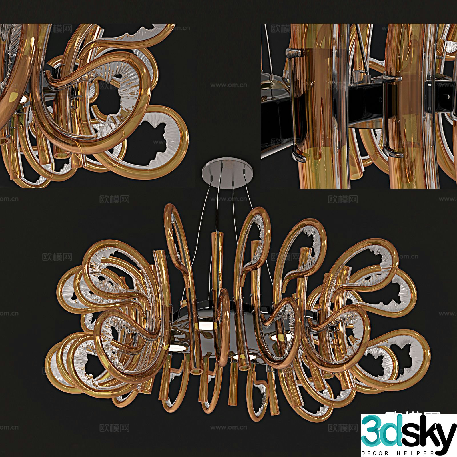 Light luxury chandelier art chandelier 3d model