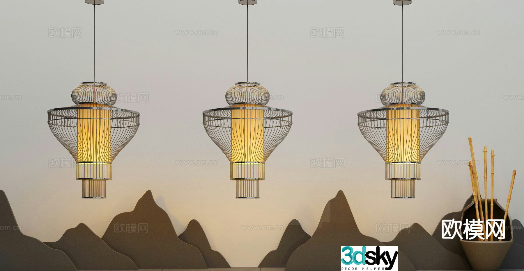 New Chinese style chandelier 3d model