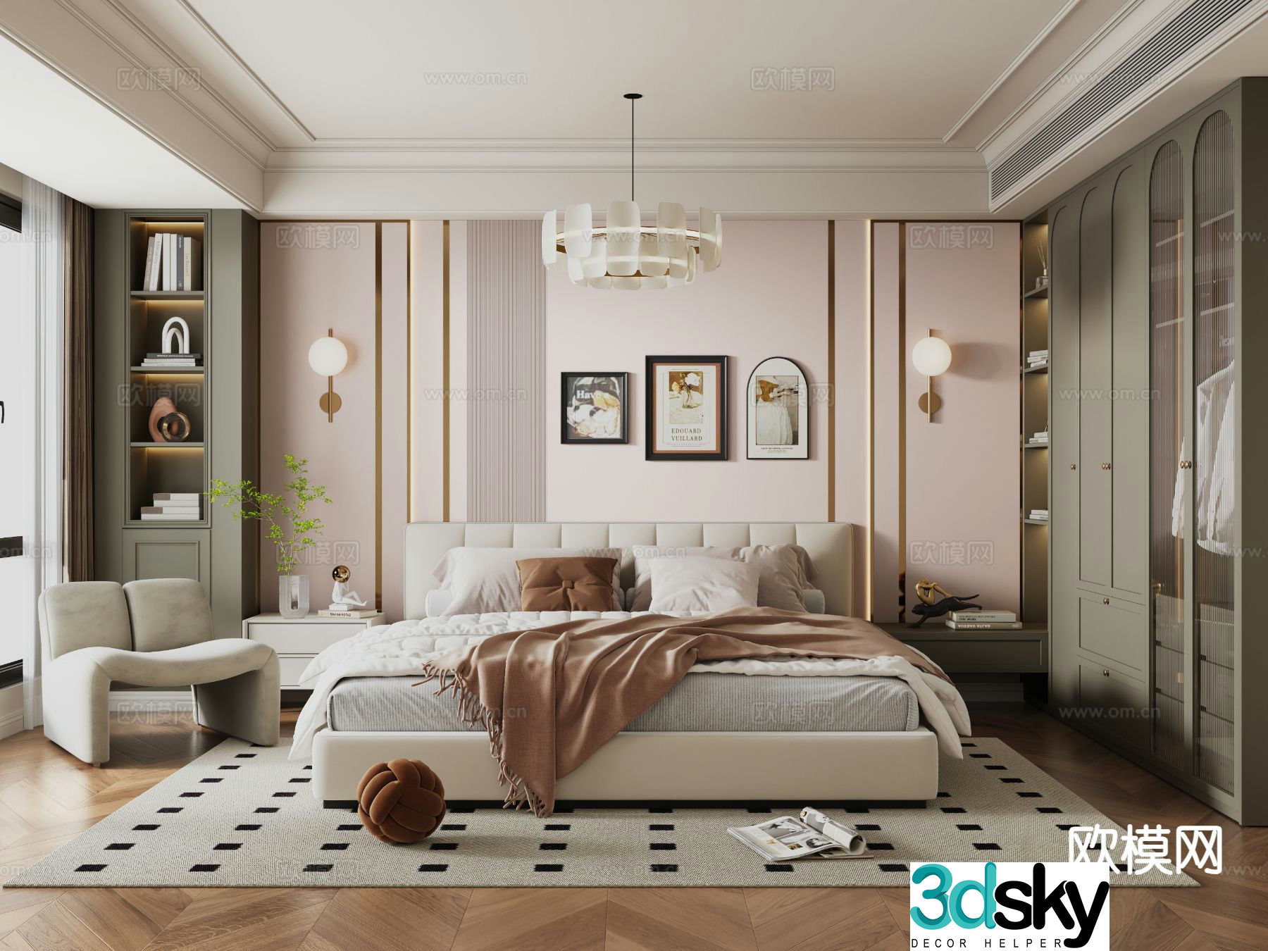 Cream style bedroom master bedroom 3d model
