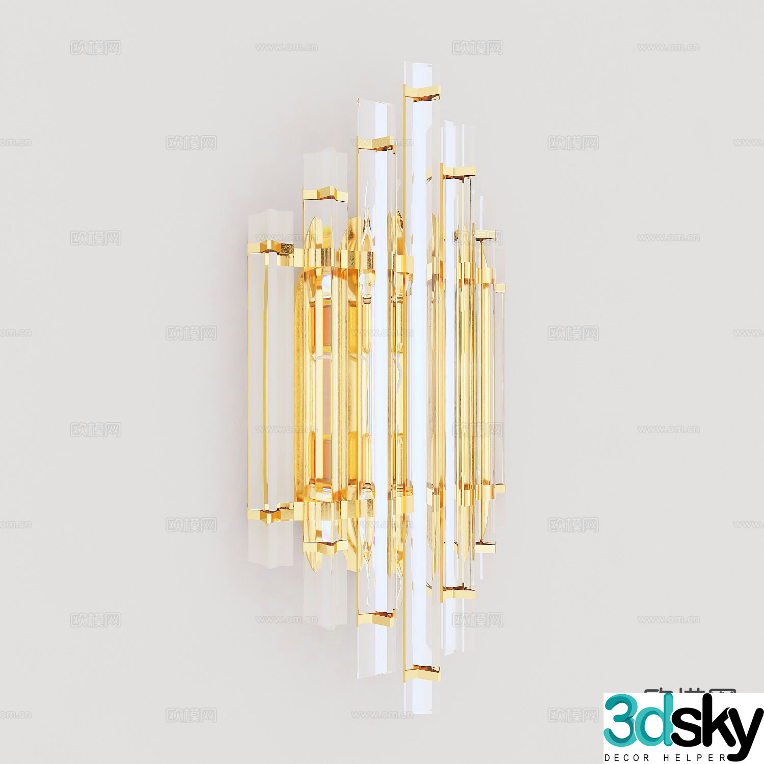 New Chinese style wall lamp glass wall lamp 3d model