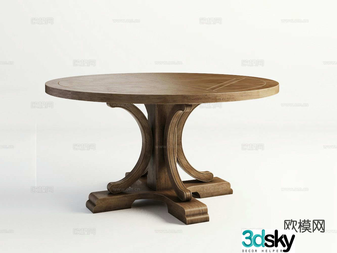 American round dining table 3d model