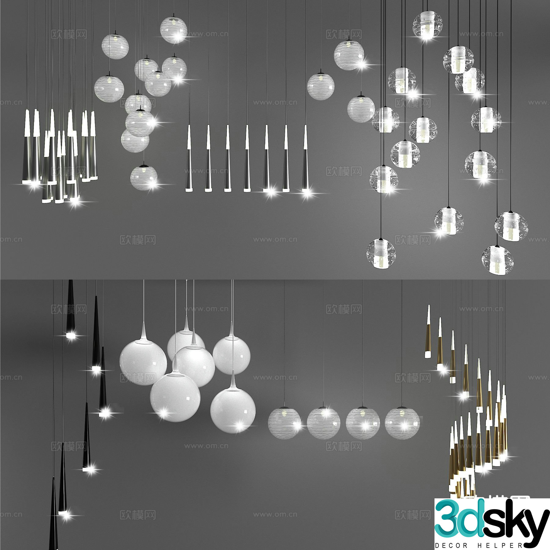 Light luxury small chandelier bedside small chandelier 3d model