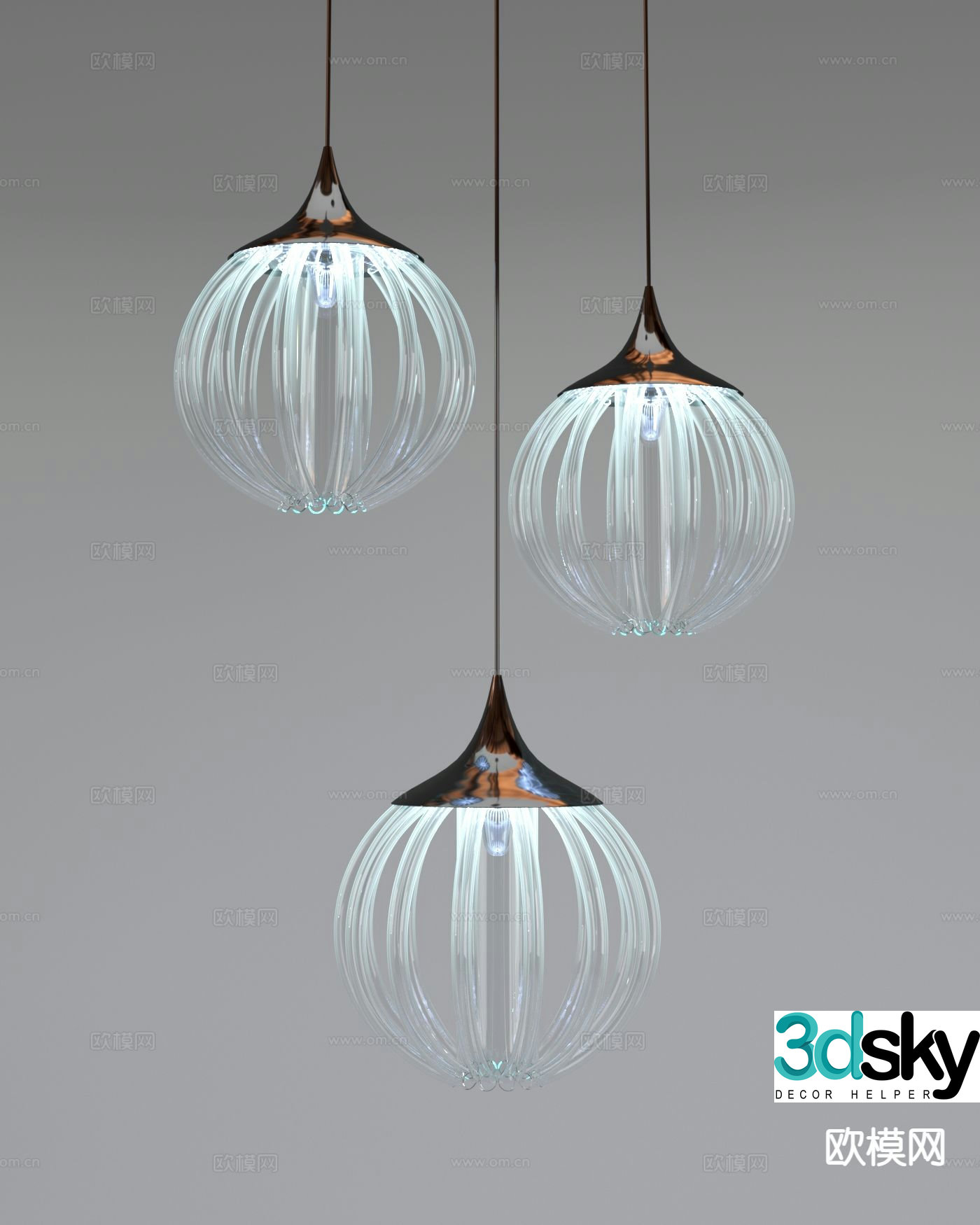 Modern glass chandelier 3d model