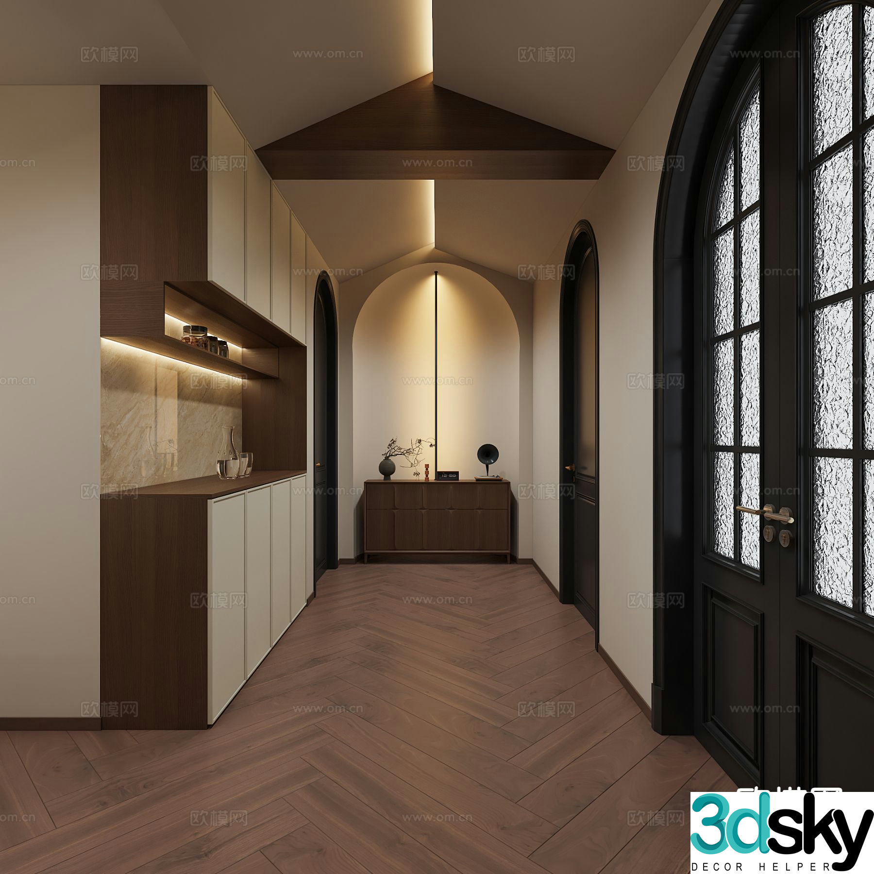 Medieval style entrance walkway walkway ceiling 3D model