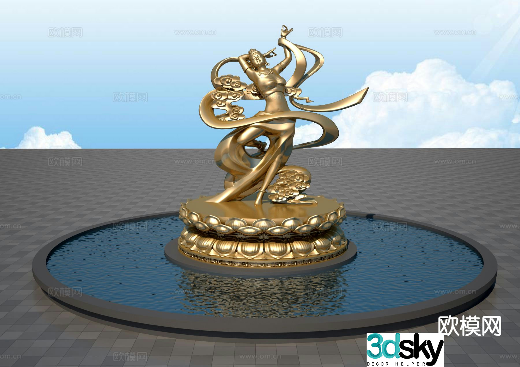 Dunhuang Feitian Sculpture Landscape Sculpture 3D Model
