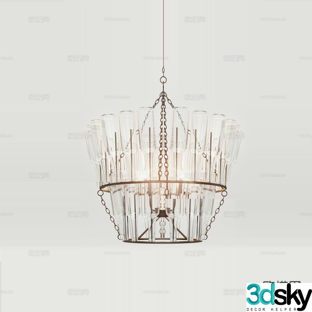 Light luxury chandelier restaurant chandelier 3d model