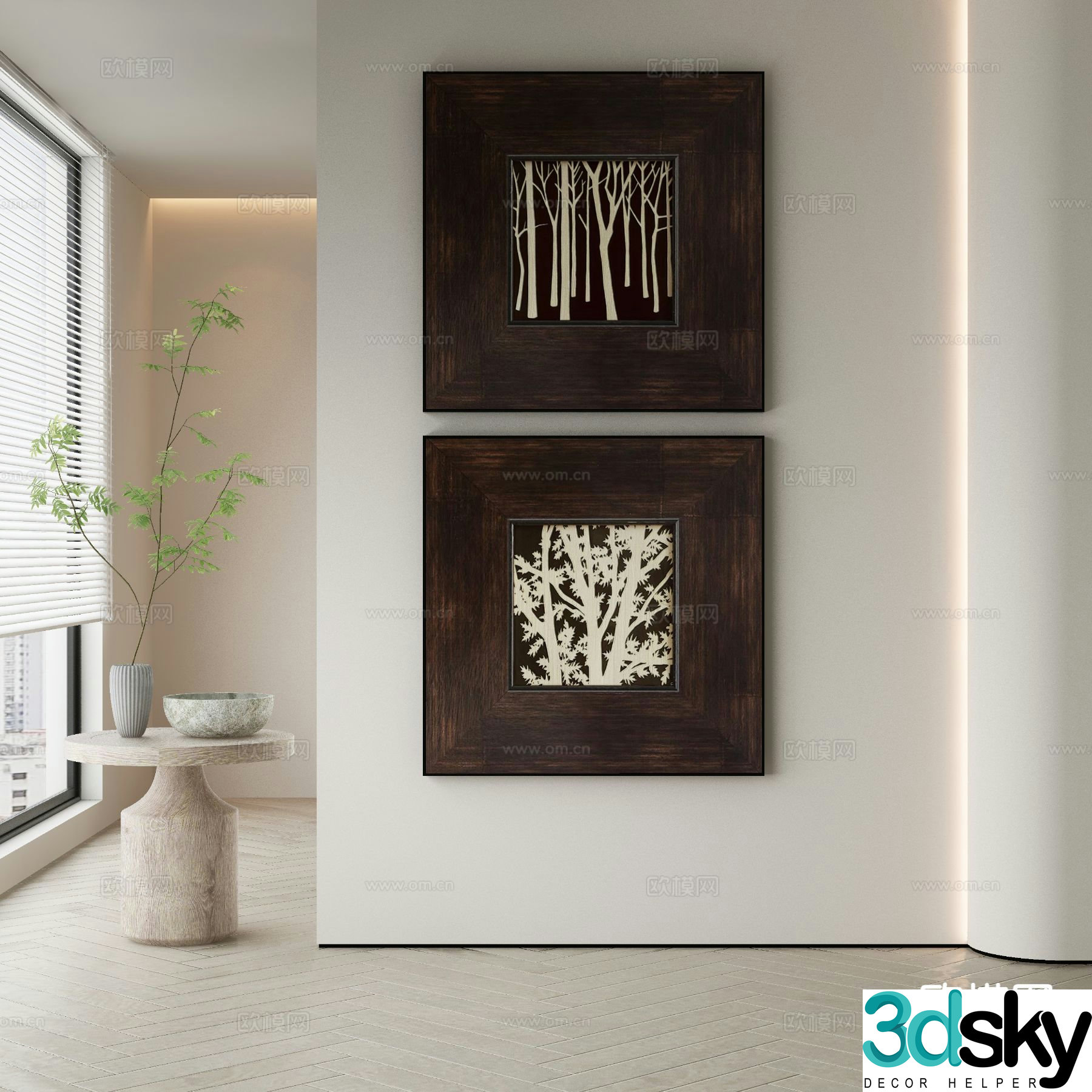 Wabi-sabi art painting plant painting decorative painting 3D model