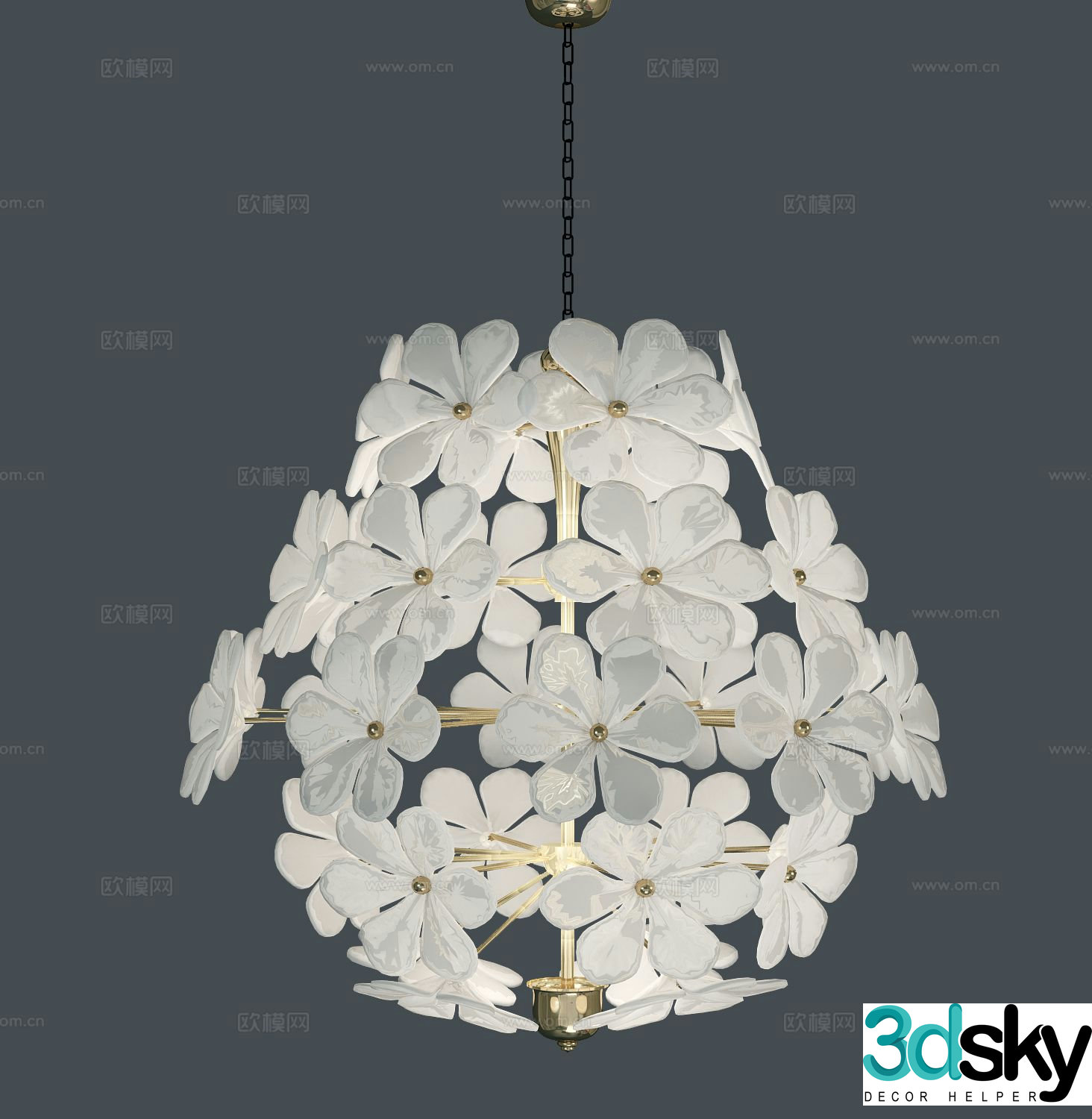 Simple European chandelier petal chandelier 3d model
