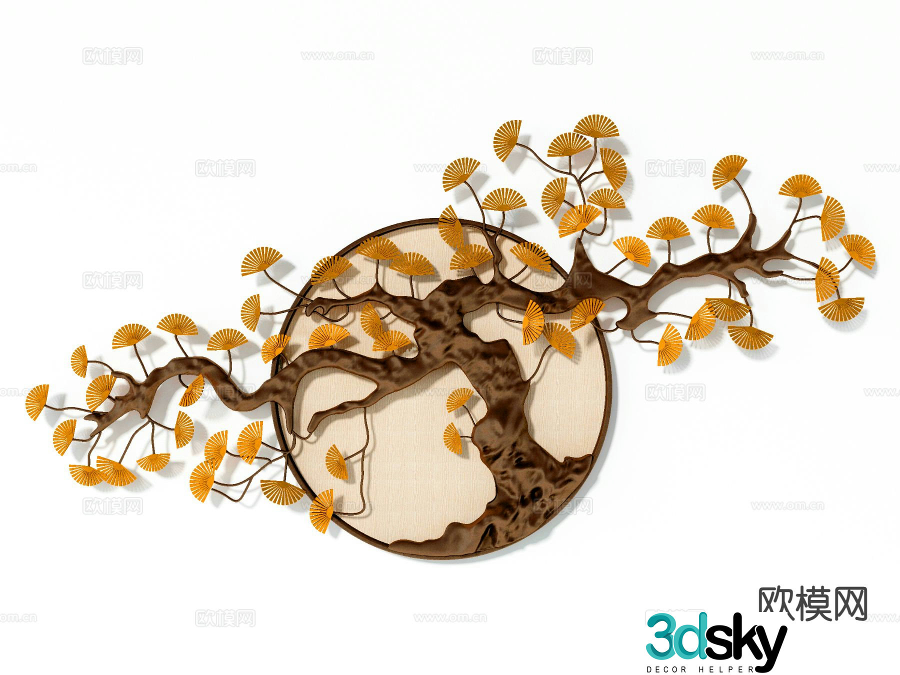 Chinese pine wall decoration hanging decoration 3d model