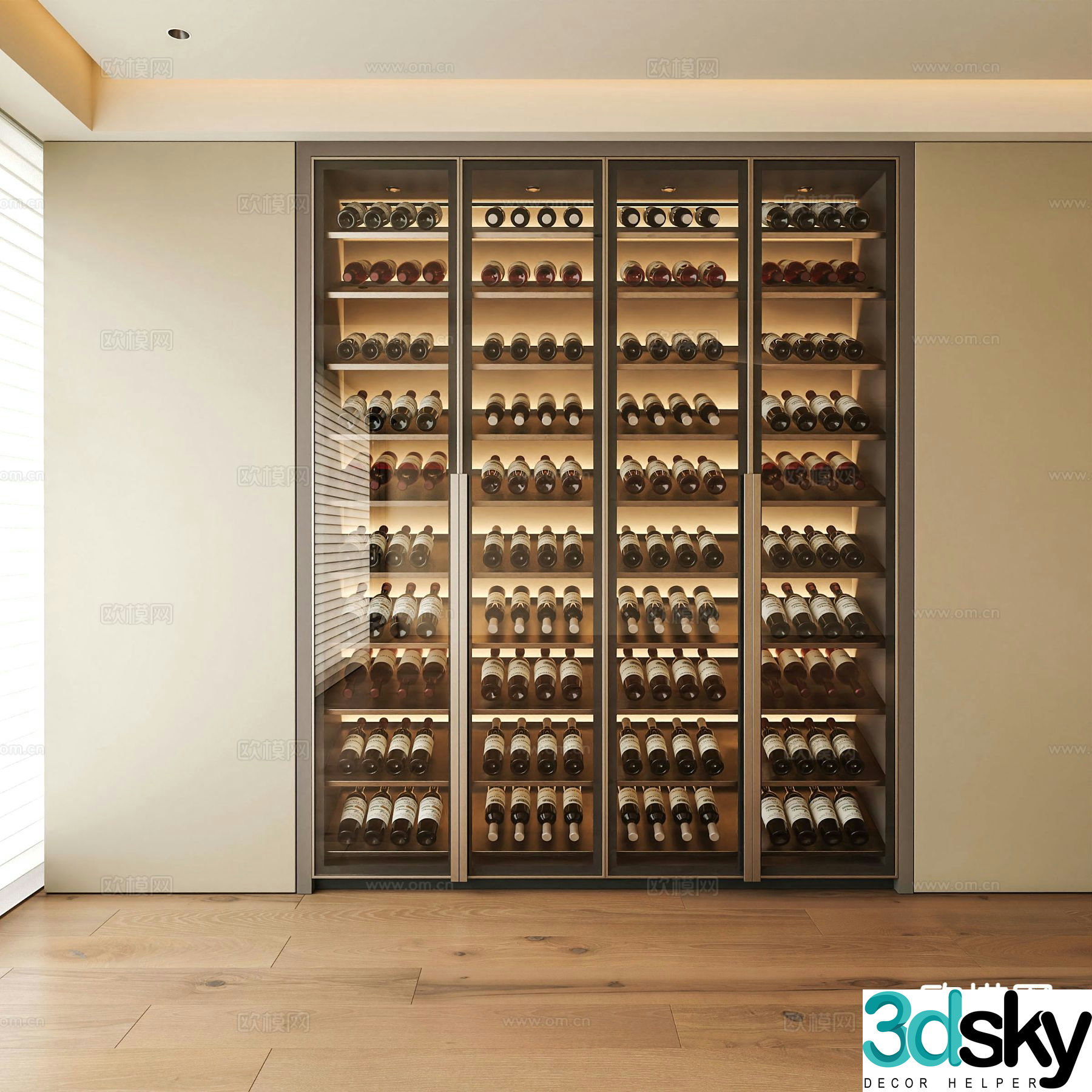 Modern glass wine cabinet 3d model