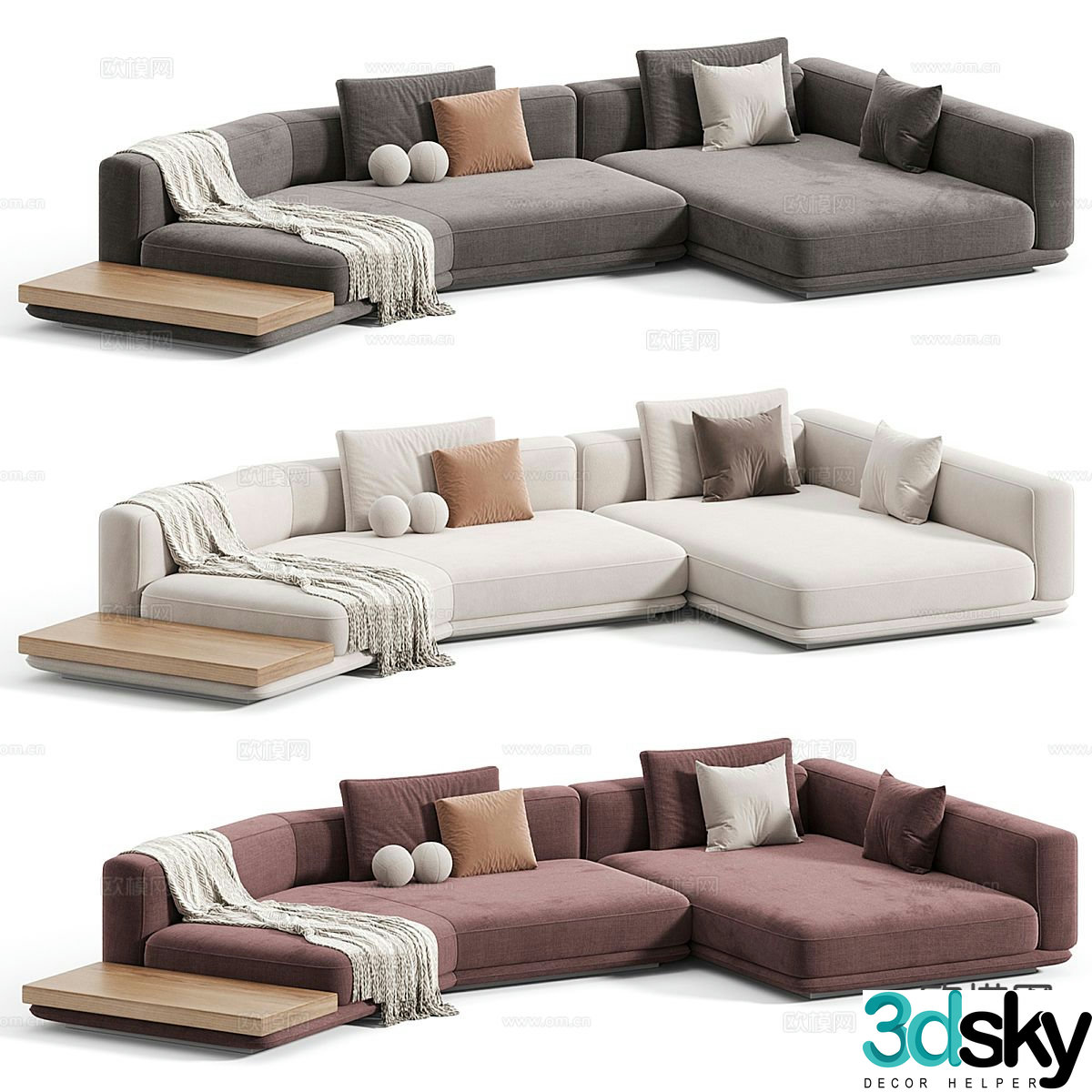 Modern corner sofa multi-person sofa 3d model