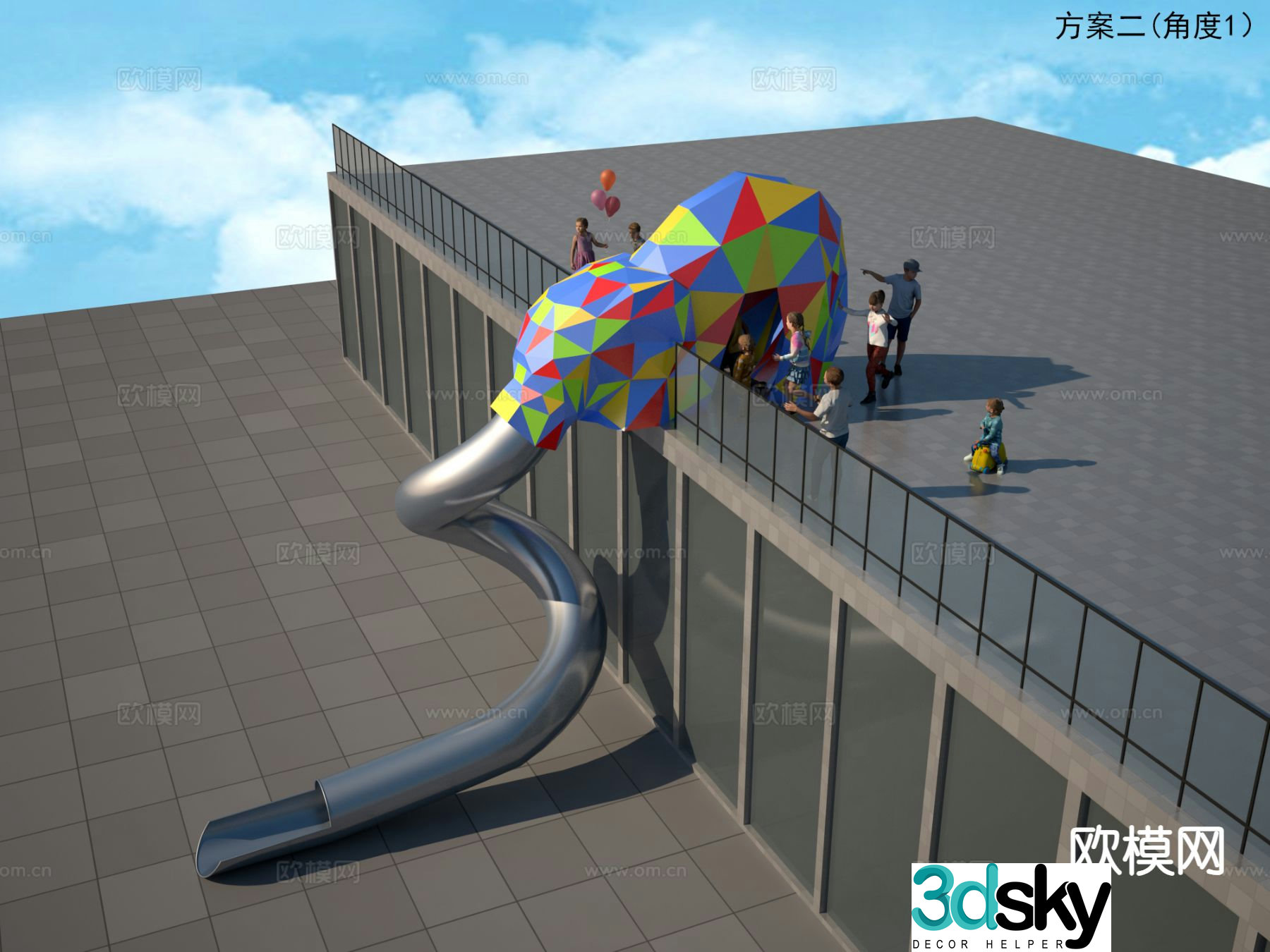 Elephant slide amusement equipment 3d model
