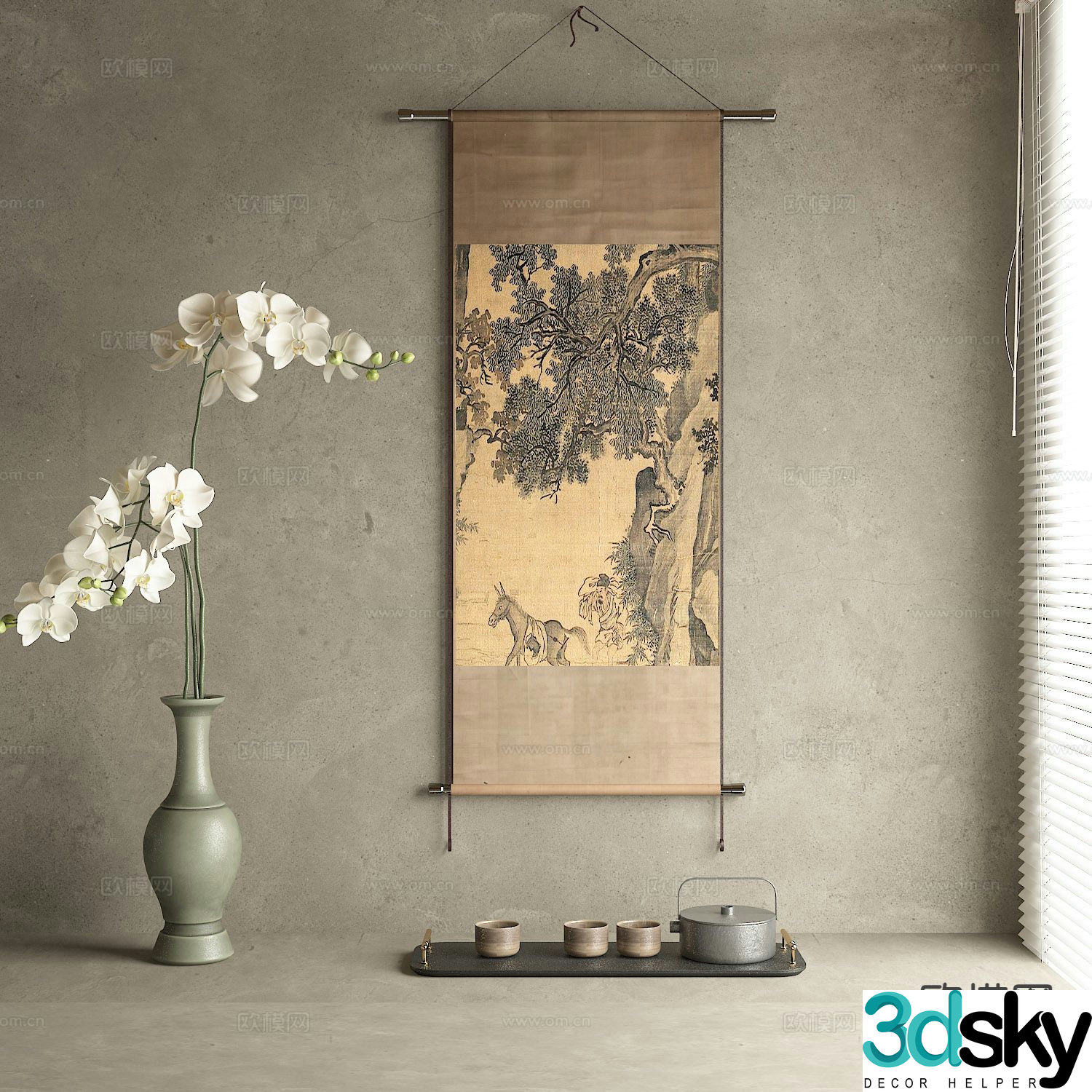 Chinese decorative painting art painting hanging painting 3D model
