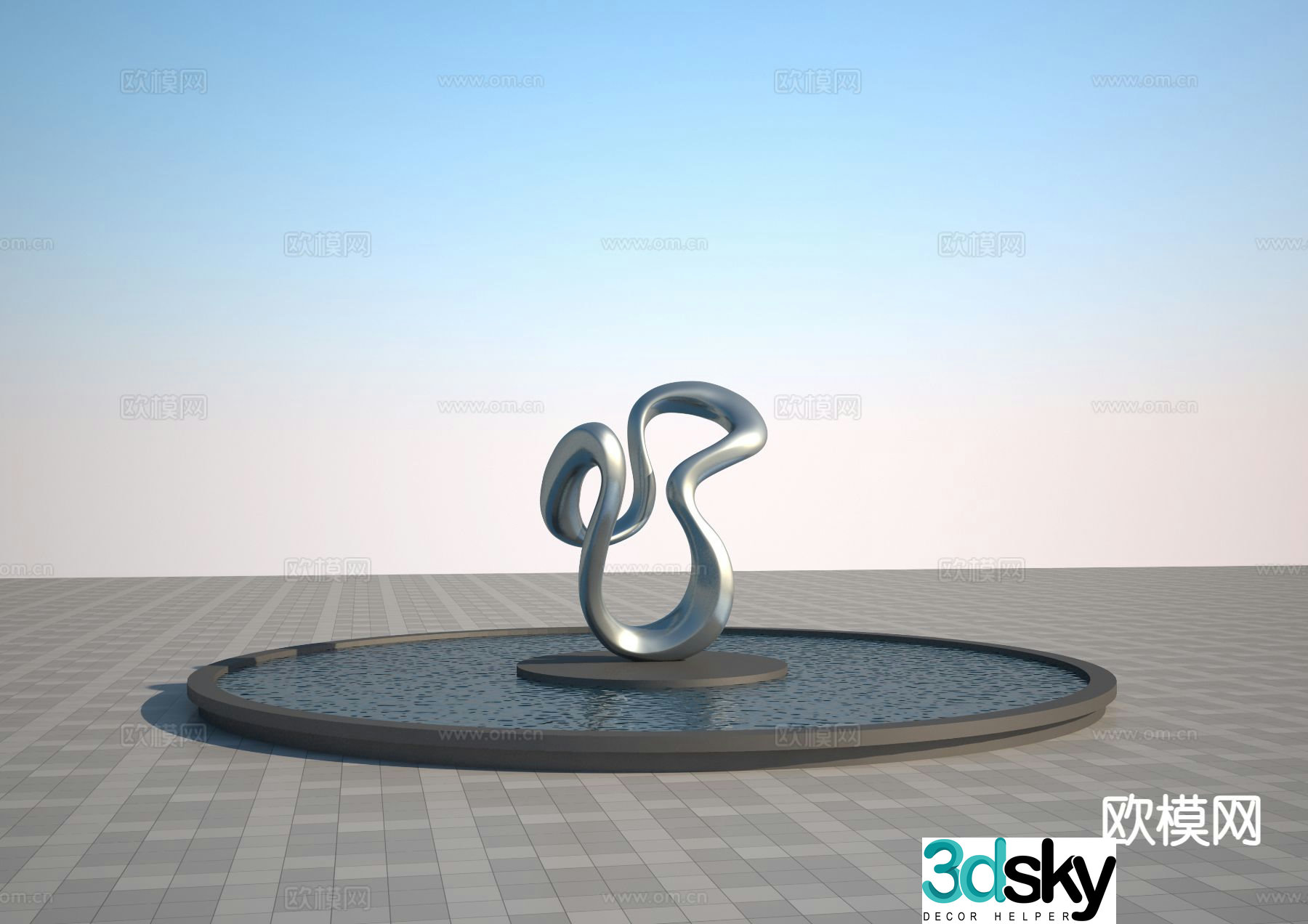 Modern streamer sculpture 3d model