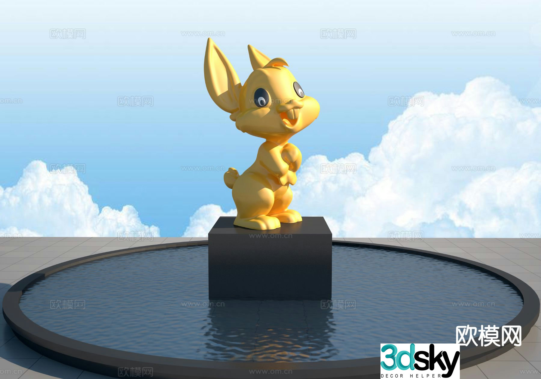 Cartoon rabbit sculpture 3d model