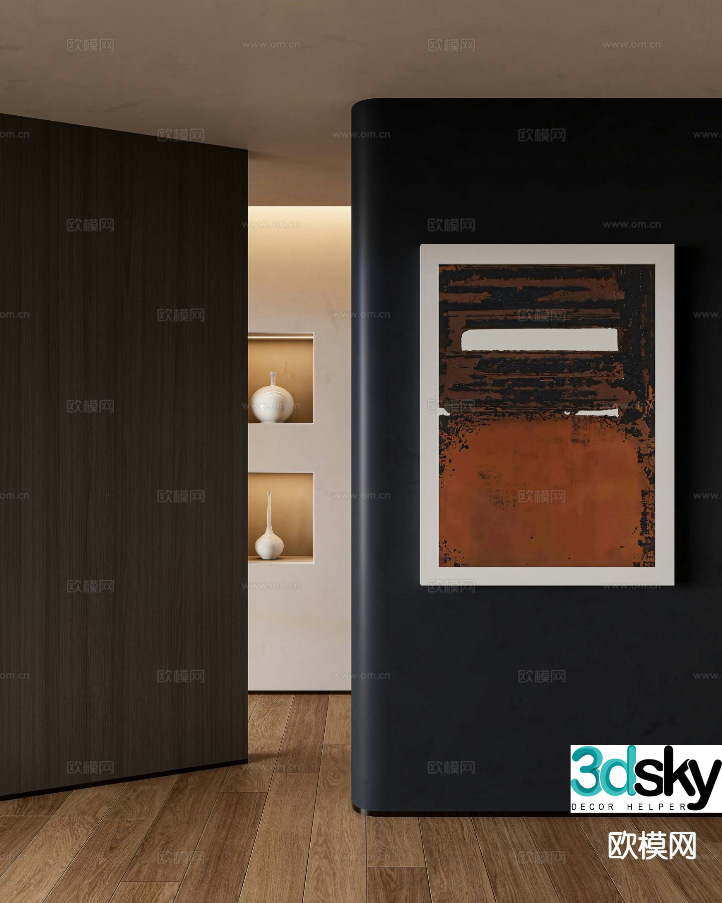 Medieval style geometric oil painting abstract hanging painting 3D model