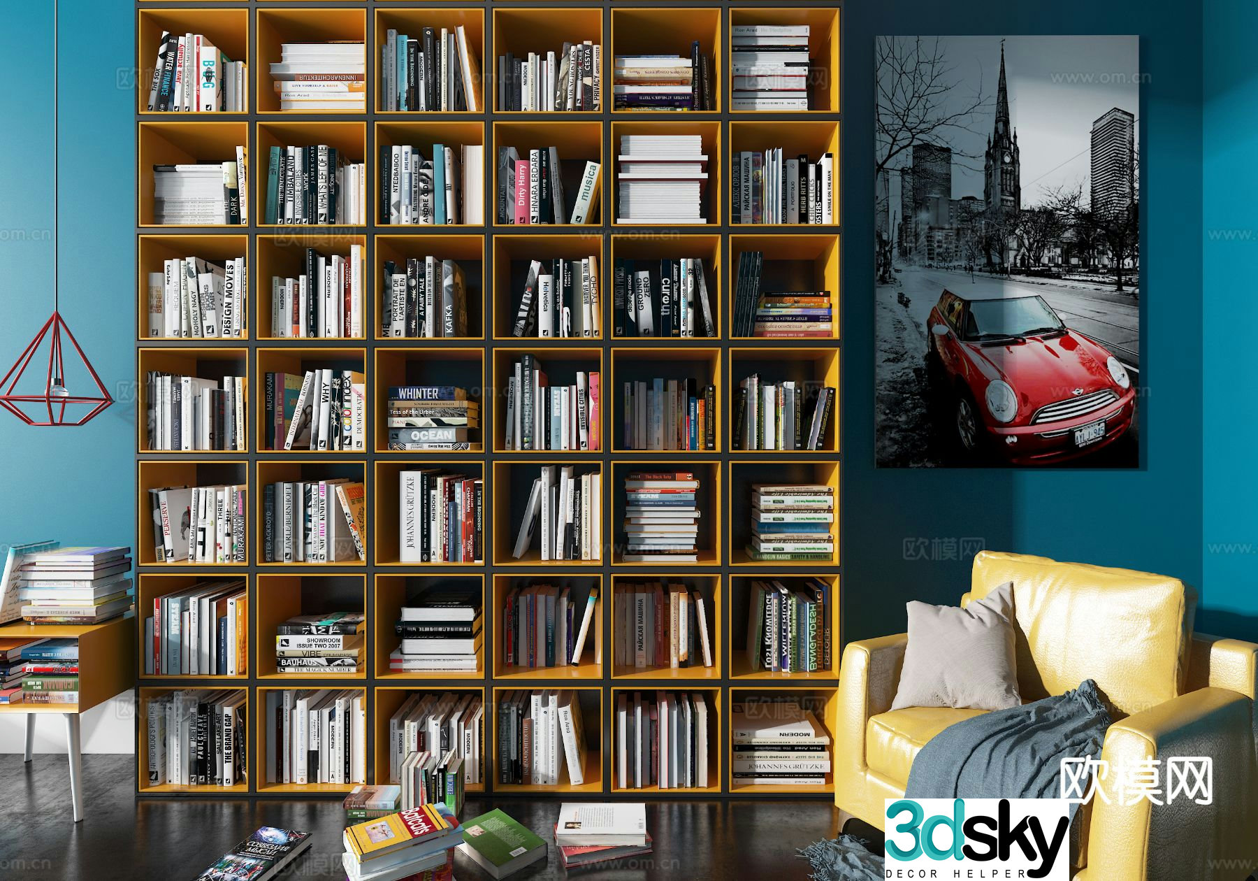 Modern bookcase bookshelf 3d model