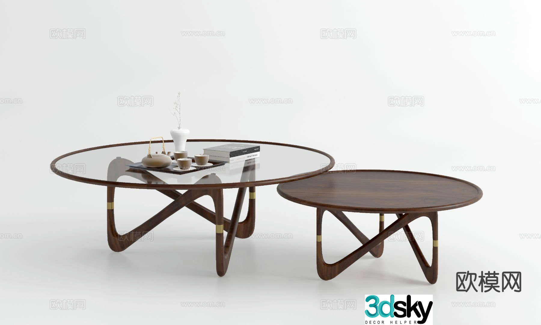 Modern double coffee table 3d model