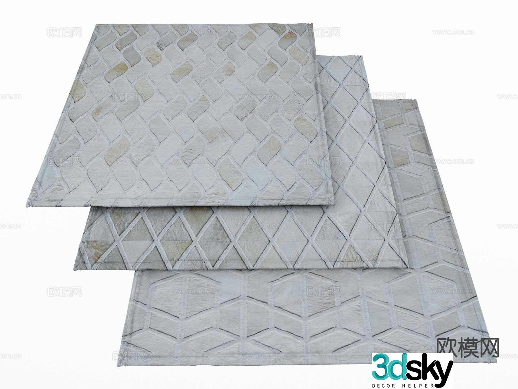 Modern carpet square rug 3d model