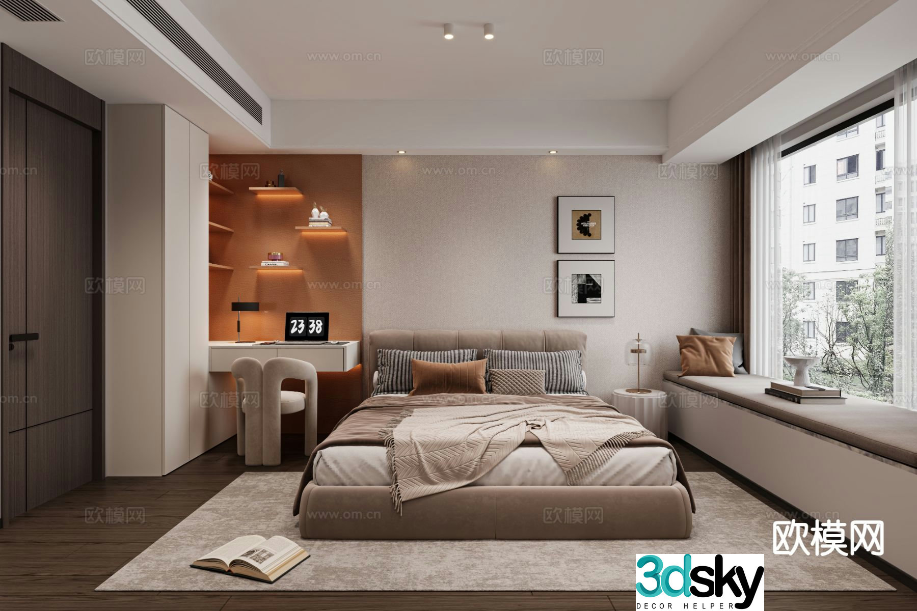 Modern bedroom master bedroom 3d model