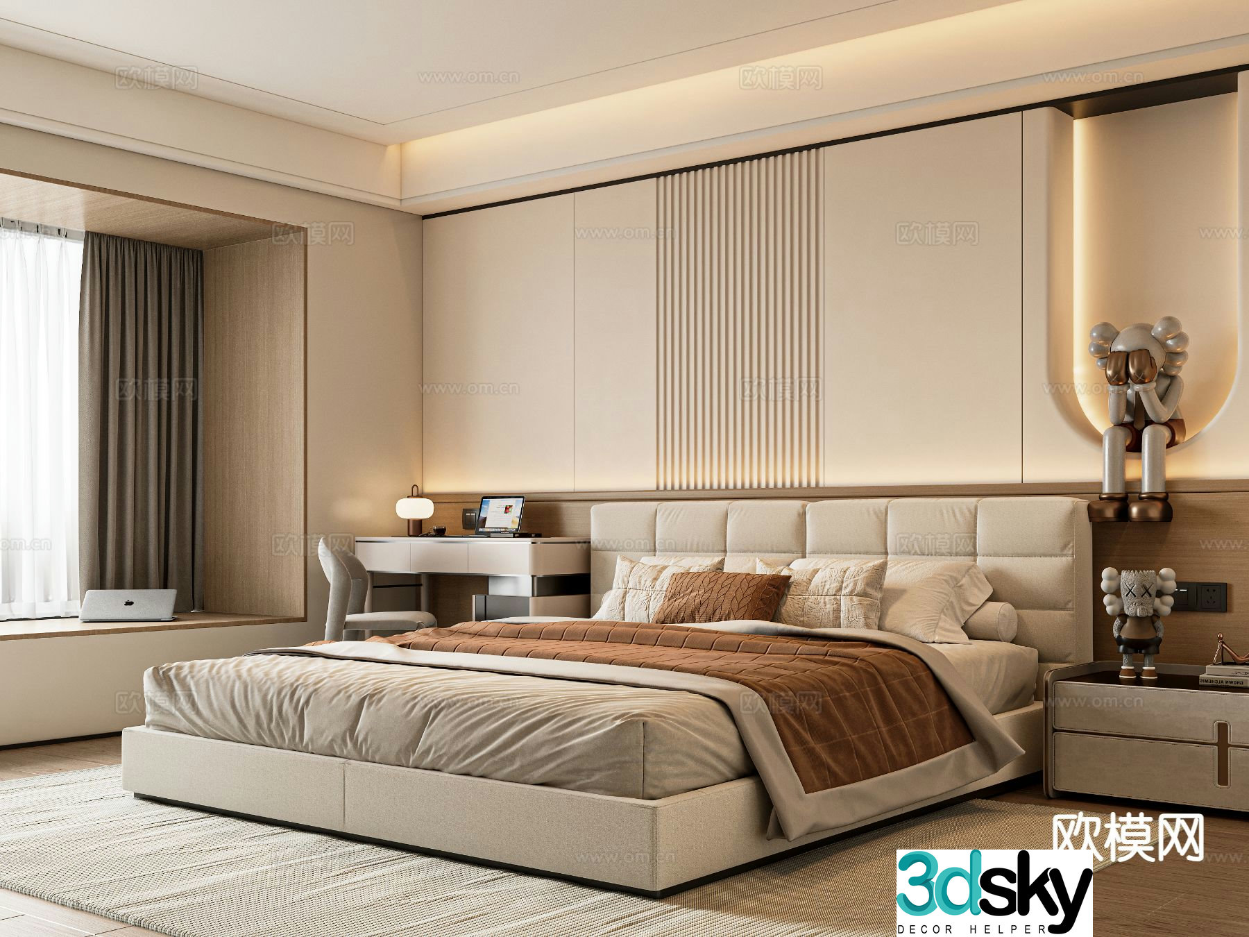 Cream style bedroom master bedroom 3d model