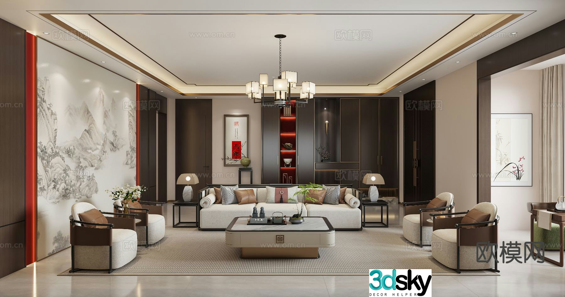 New Chinese style living room 3d model