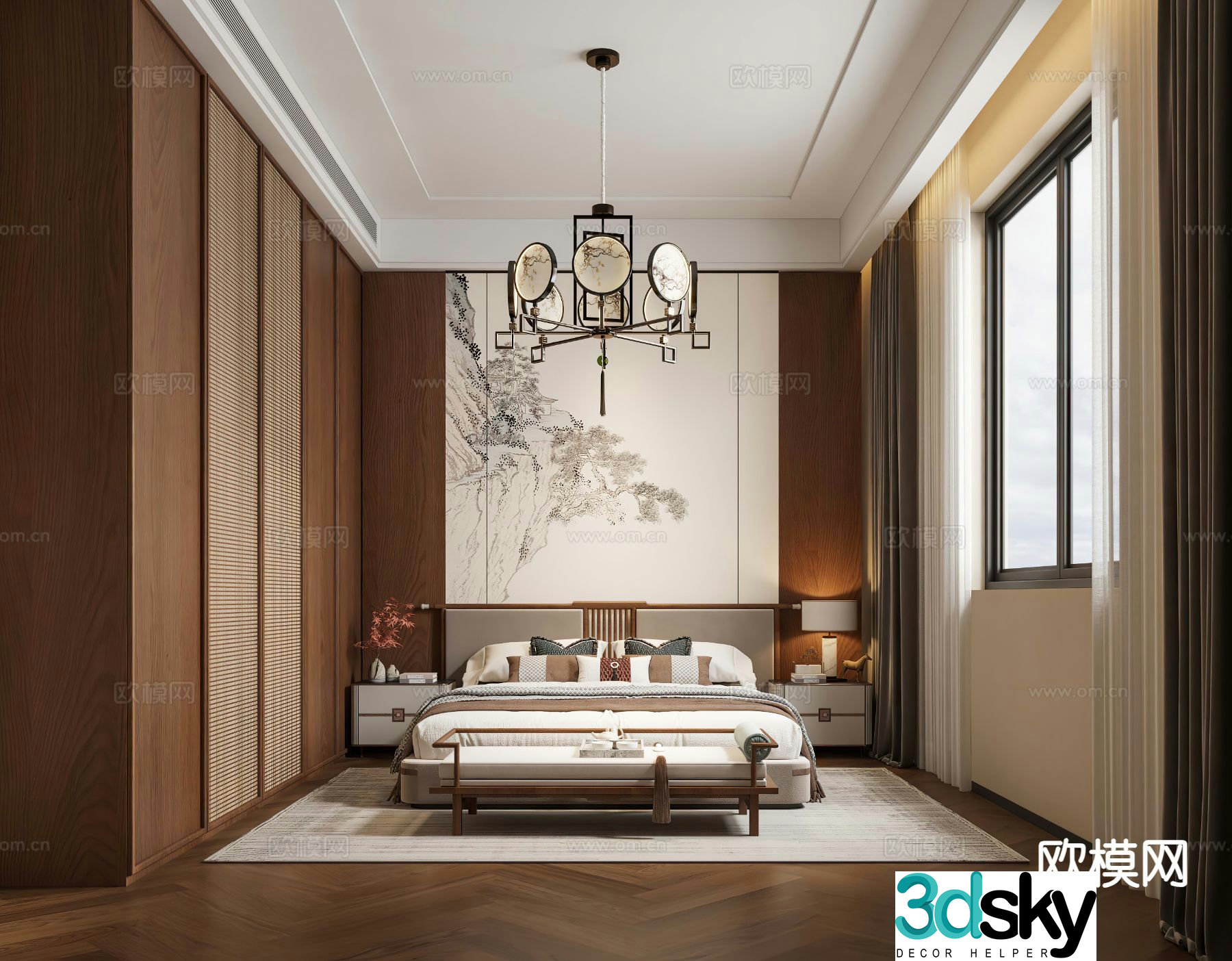 New Chinese style bedroom master bedroom 3d model