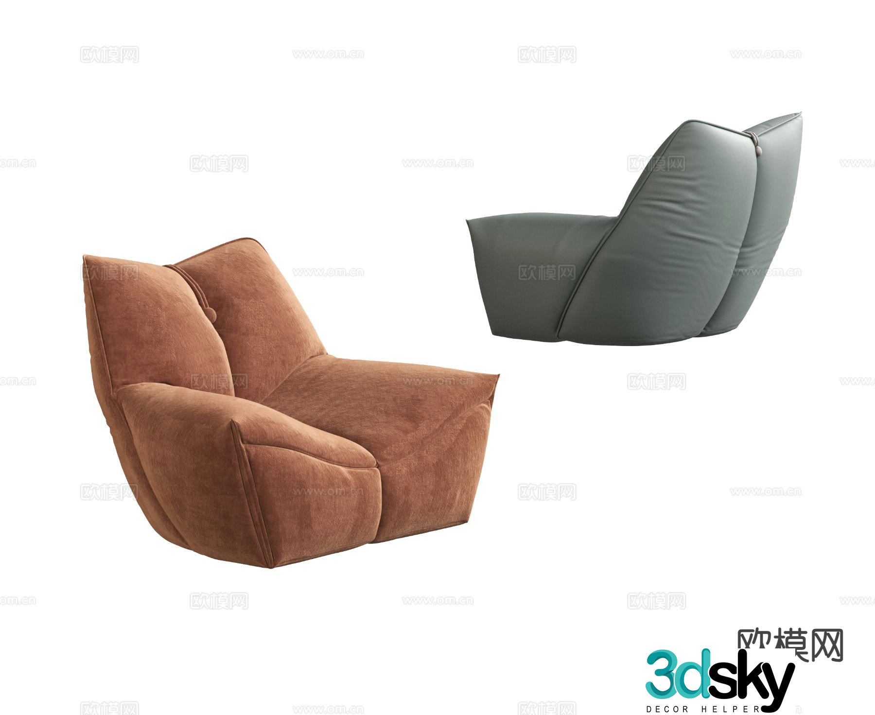 Modern lazy sofa fabric sofa 3d model
