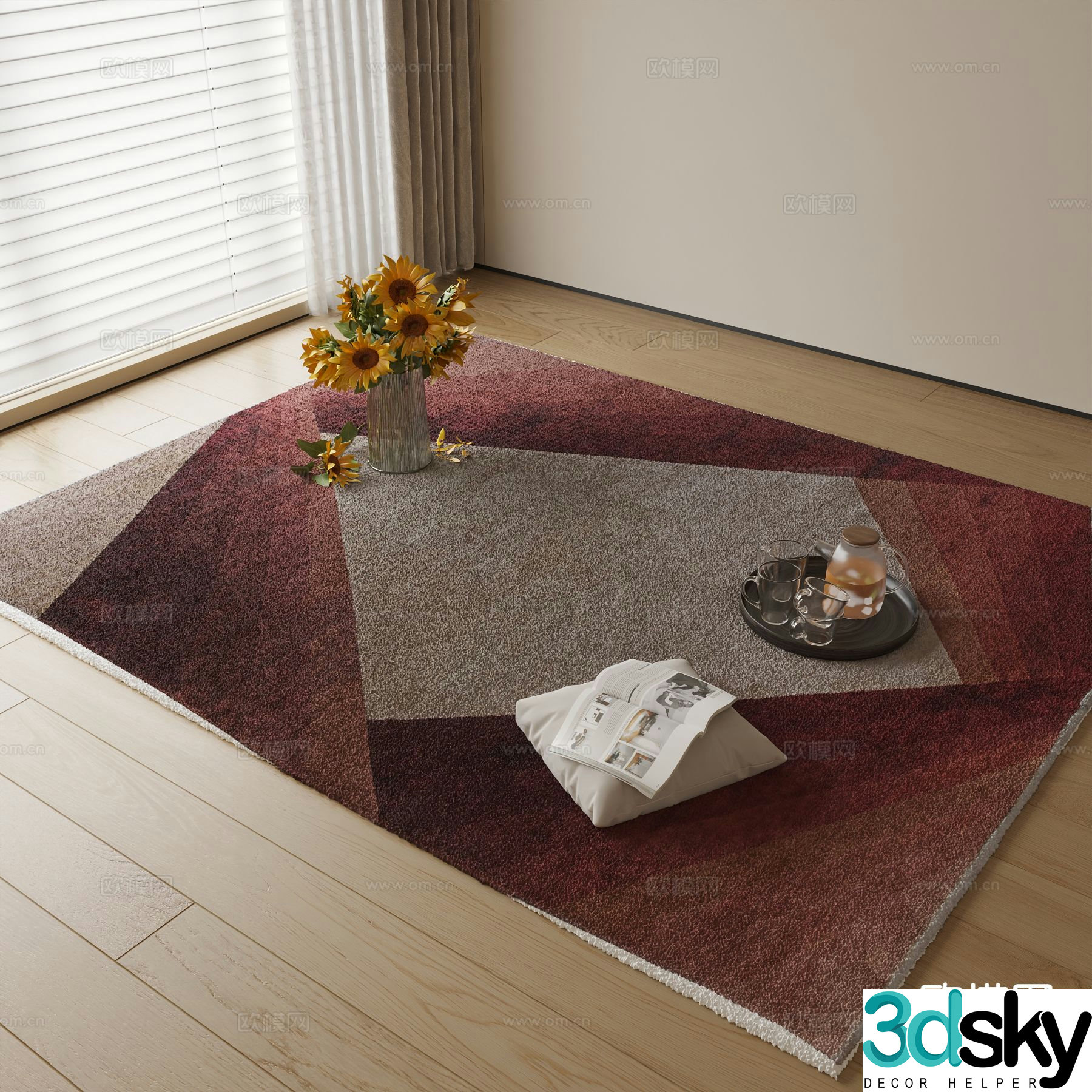 Medieval style carpet retro carpet 3d model