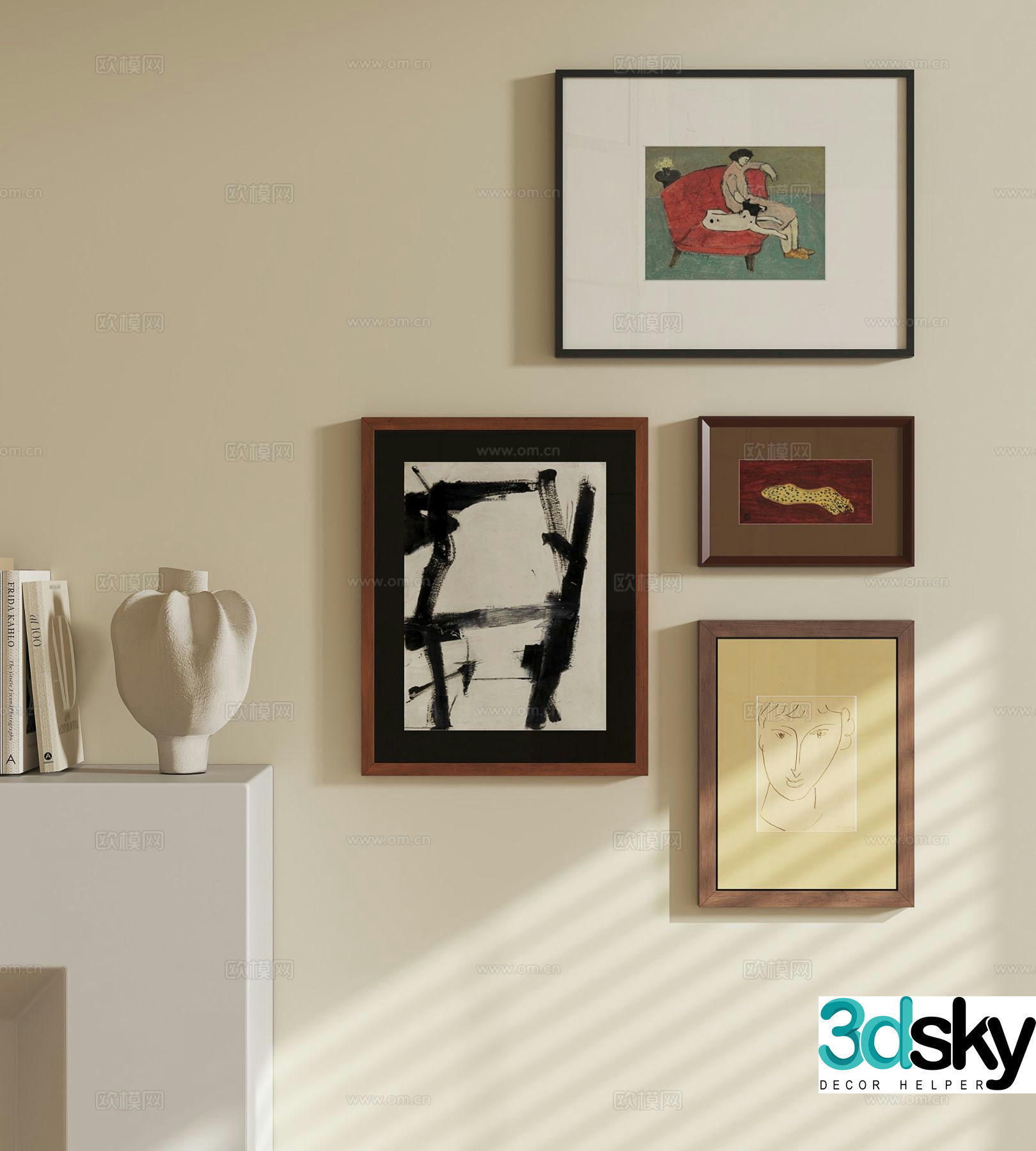 Medieval style abstract painting hanging painting 3d model