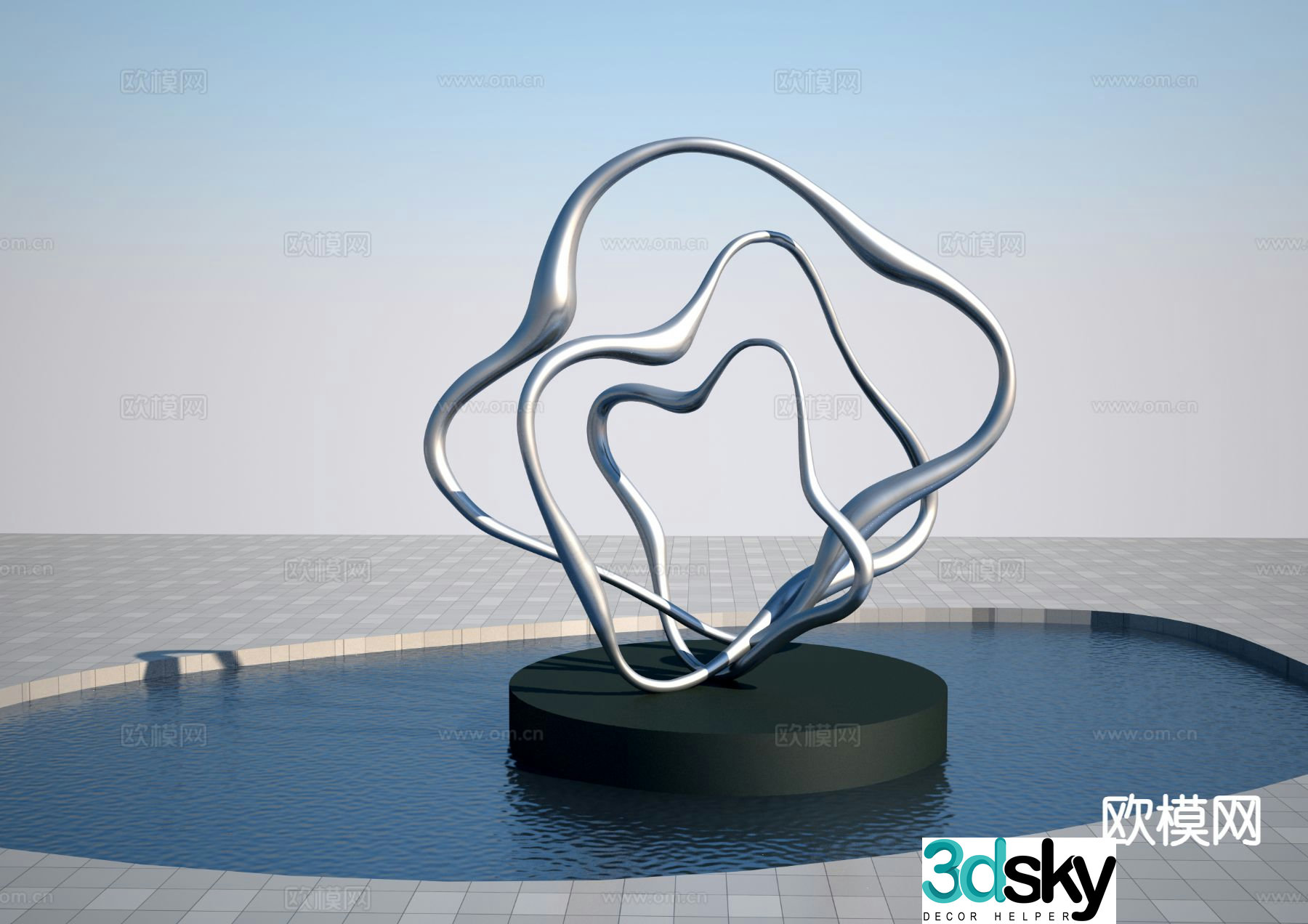 Modern line sculpture 3d model