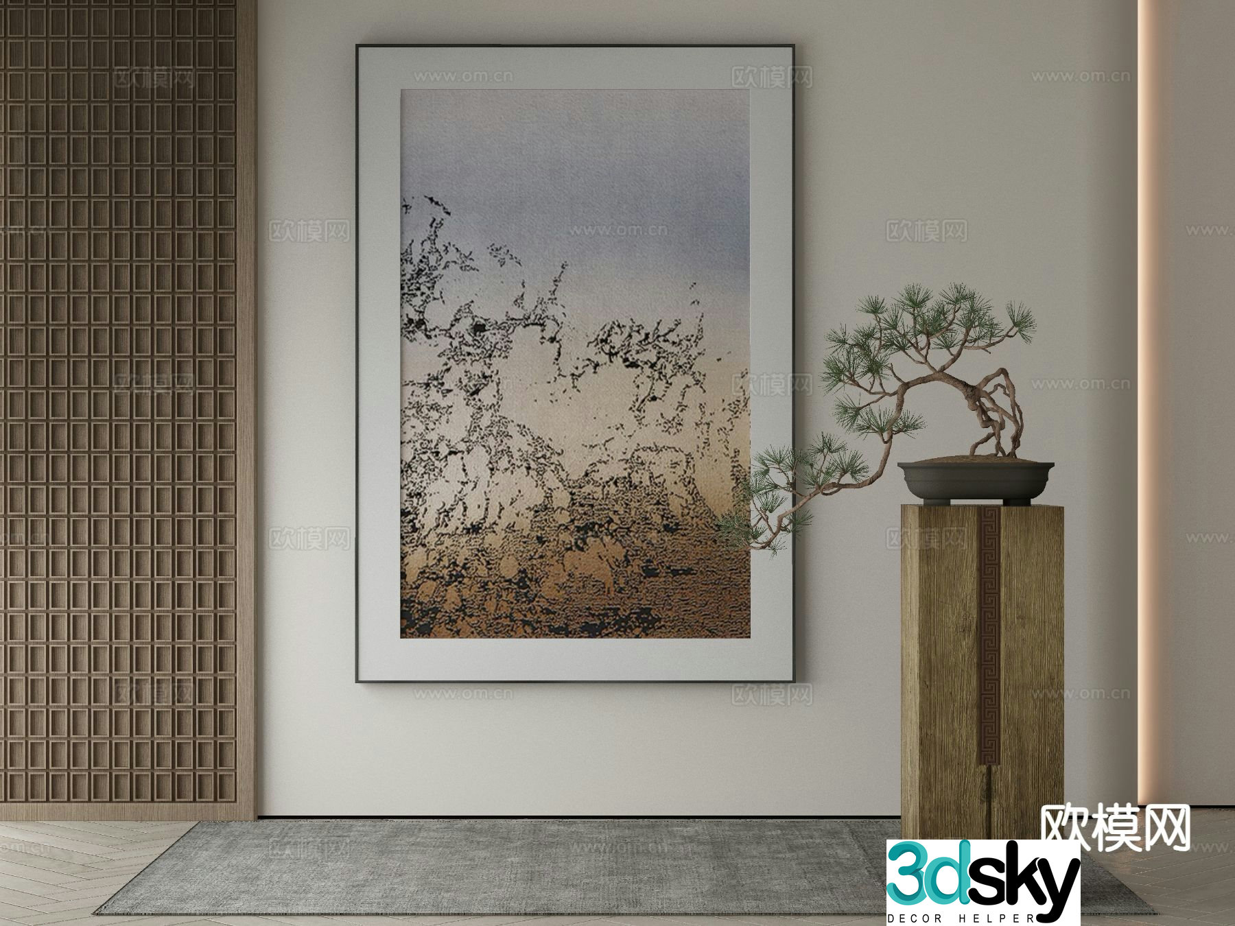 New Chinese style decorative painting abstract painting 3d model