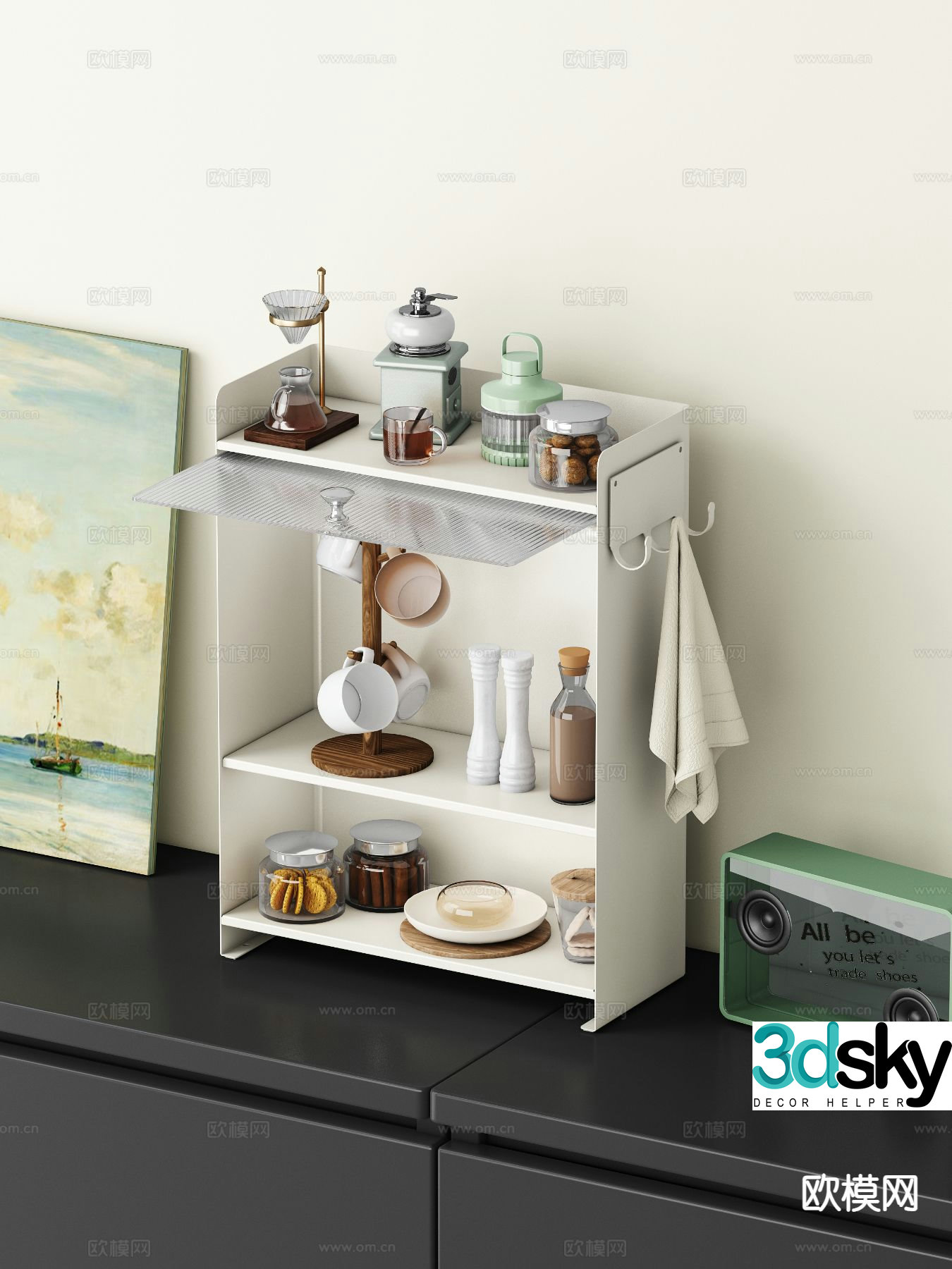 Modern sideboard shelf 3d model