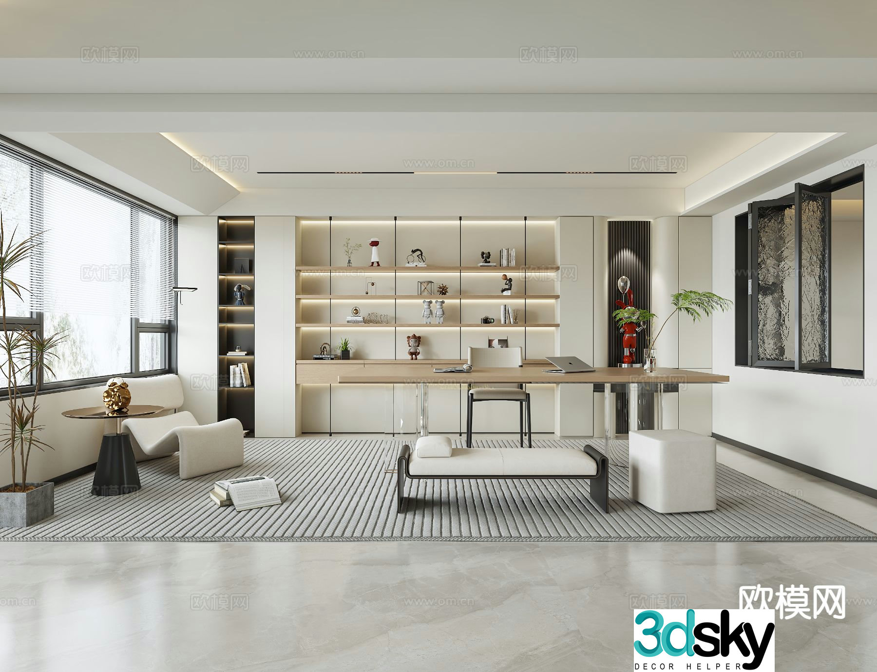 Modern minimalist study 3d model