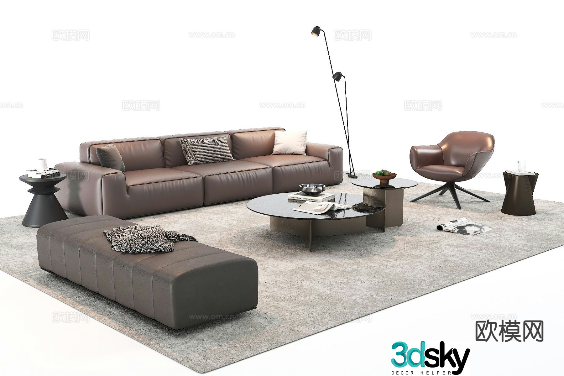 Modern modular sofa leather sofa 3d model