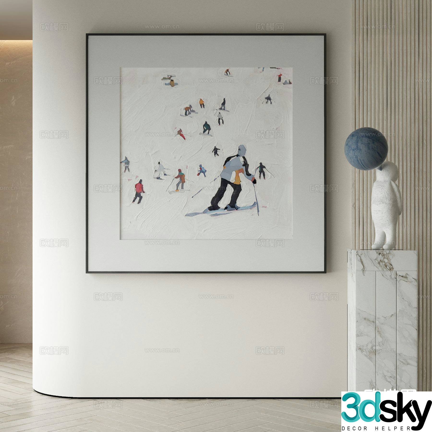 Modern oil painting ski painting decorative painting 3d model