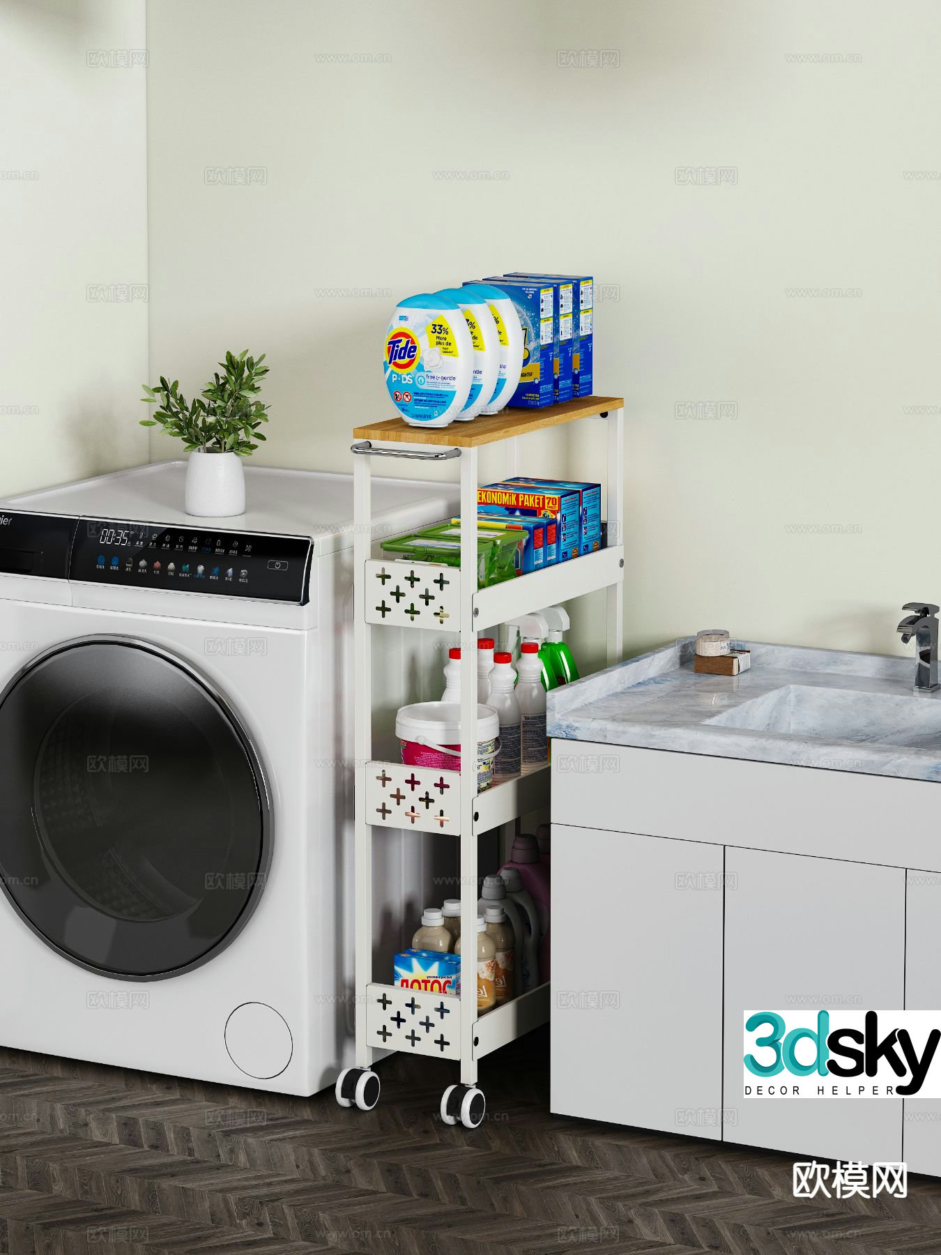 Washing machine storage rack washing machine cabinet 3d model