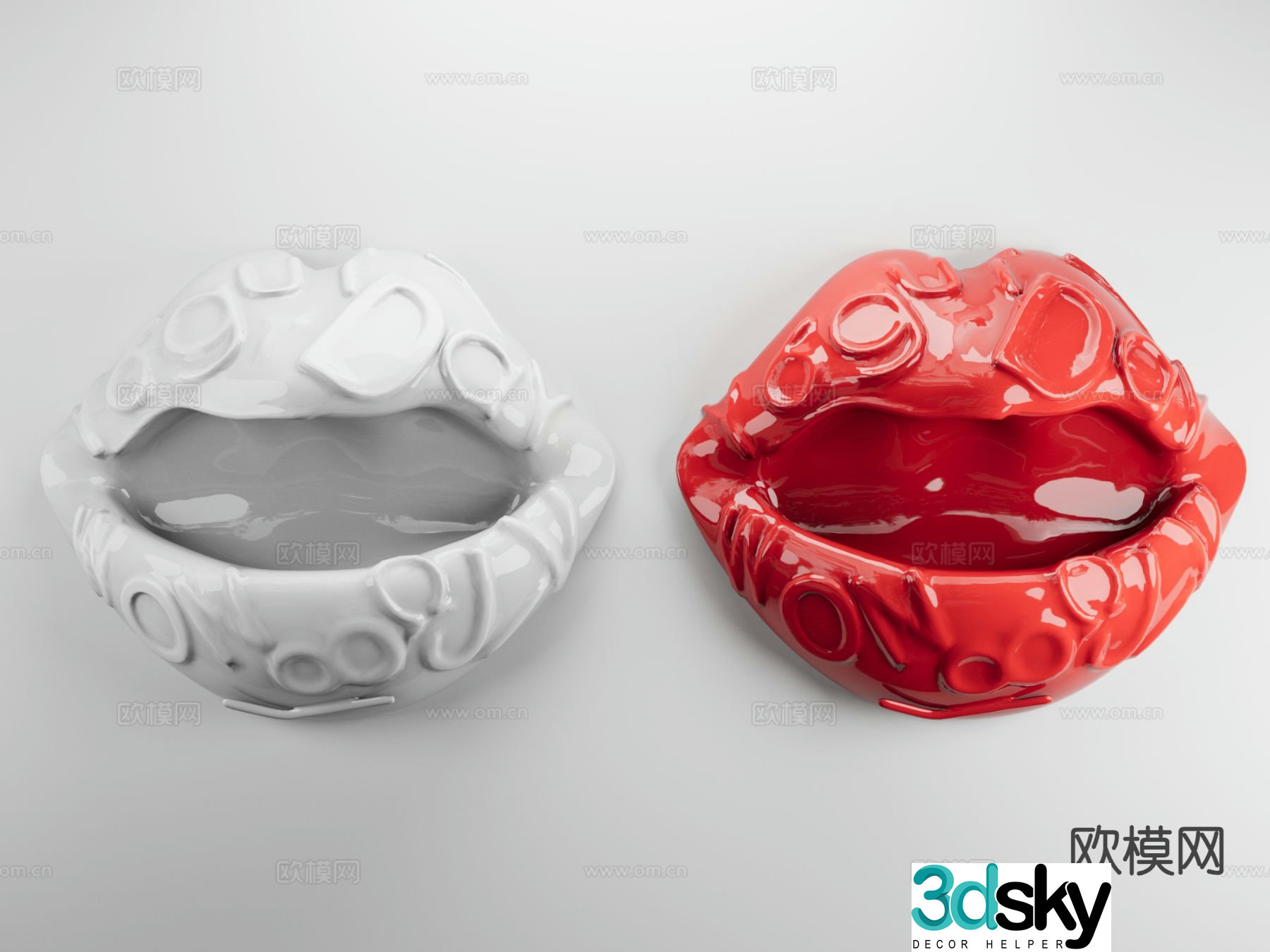 Modern red lip wall decoration lip wall decoration 3d model