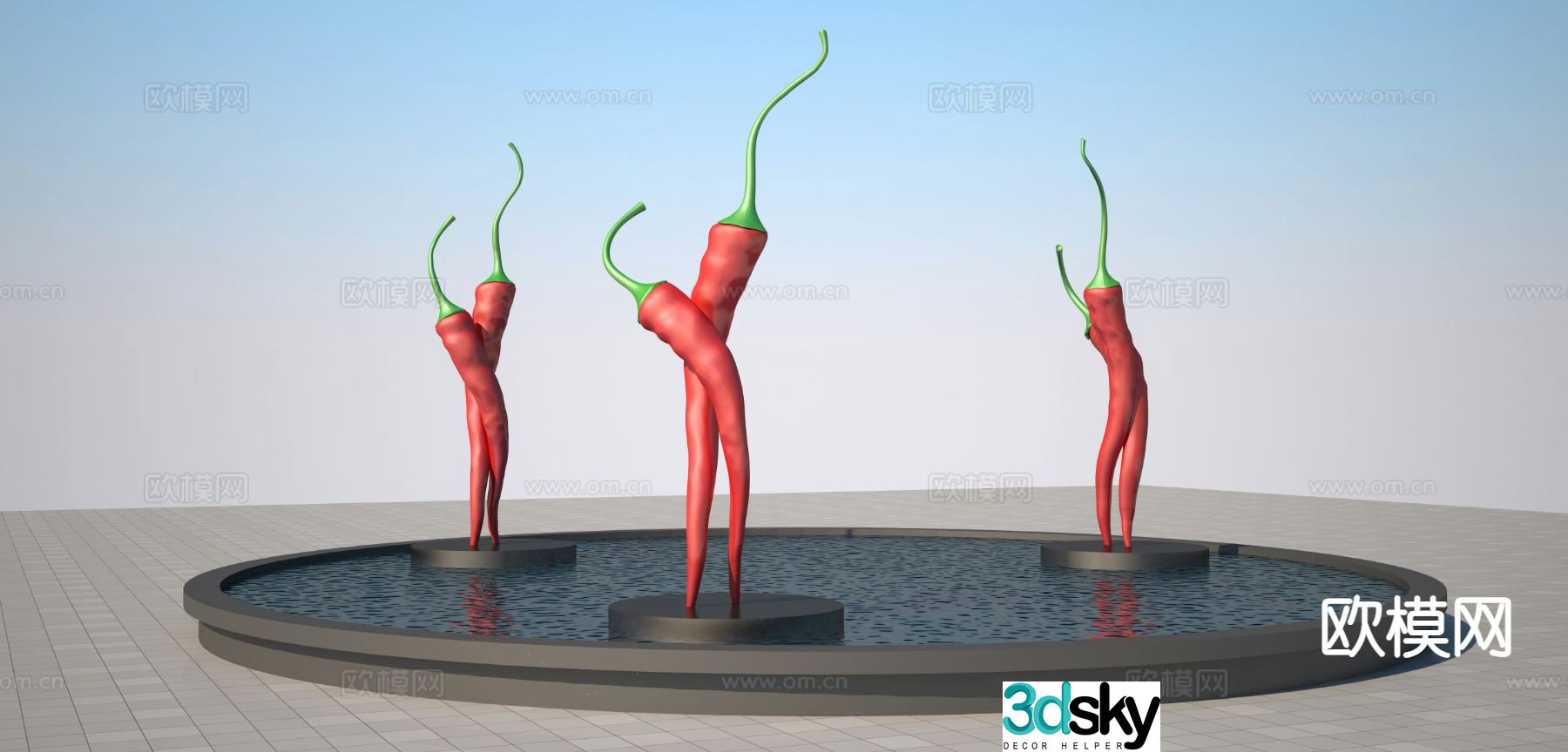 Chili pepper sculpture urban sculpture 3d model