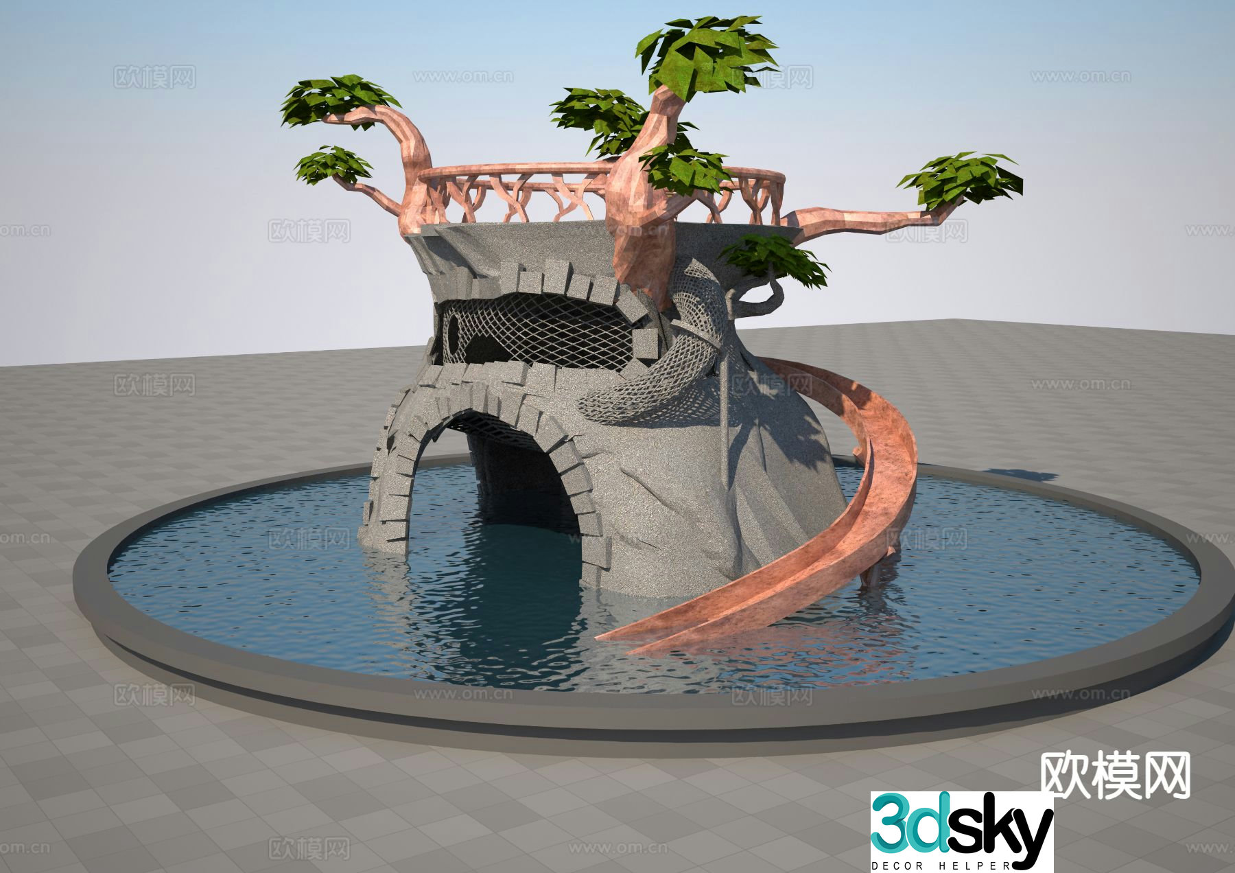 Rockery amusement facilities slide 3d model