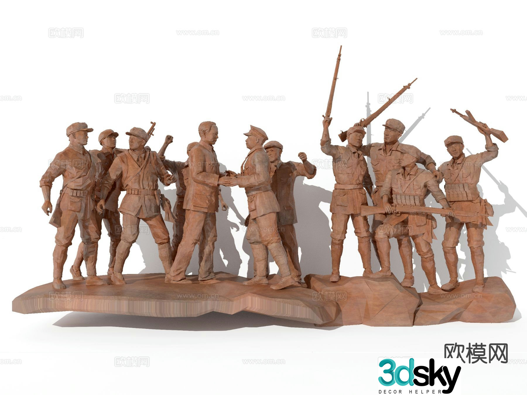Revolutionary Sculpture Red Army Sculpture Figure Sculpture 3D Model