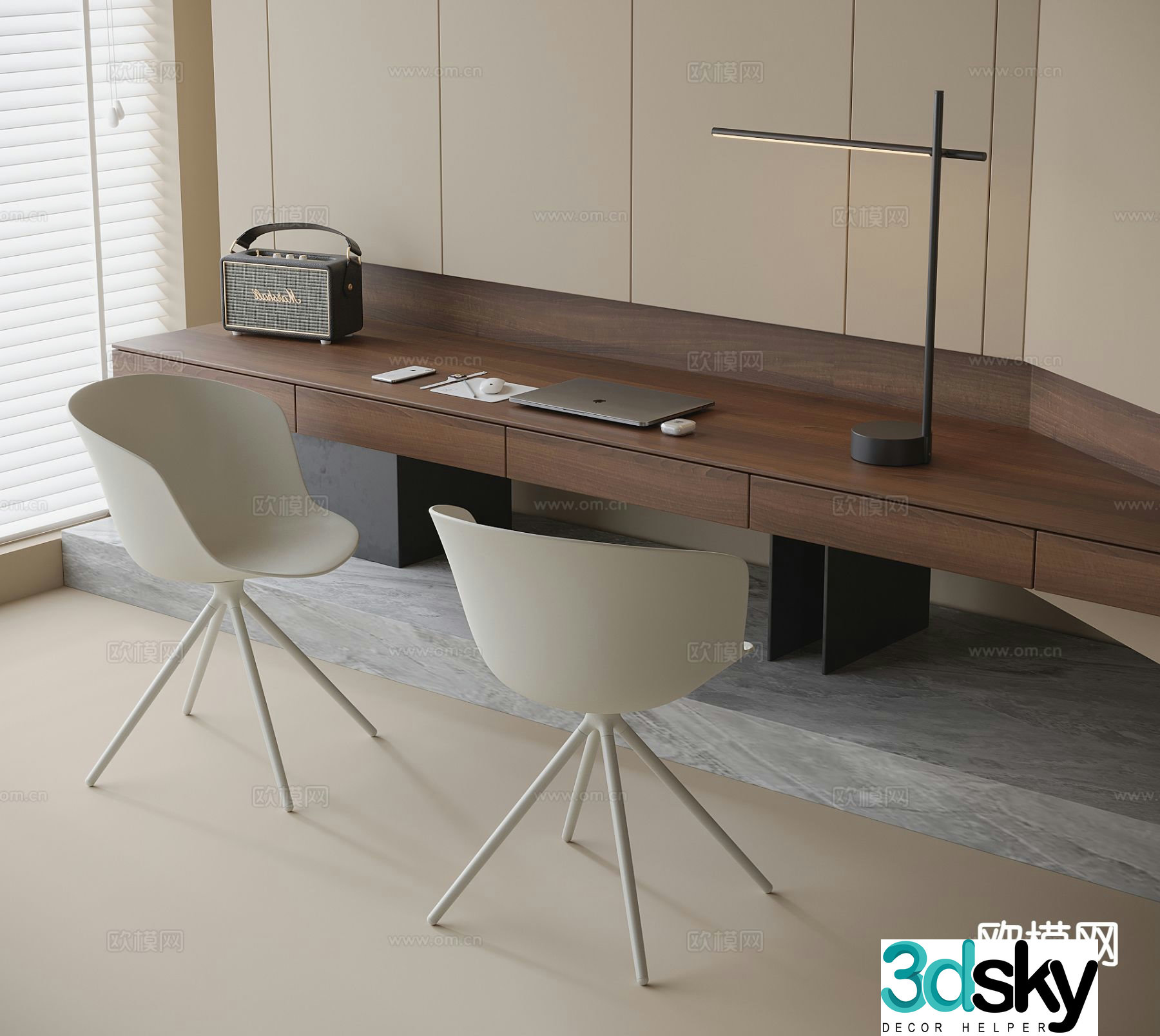 Italian desk desk 3d model