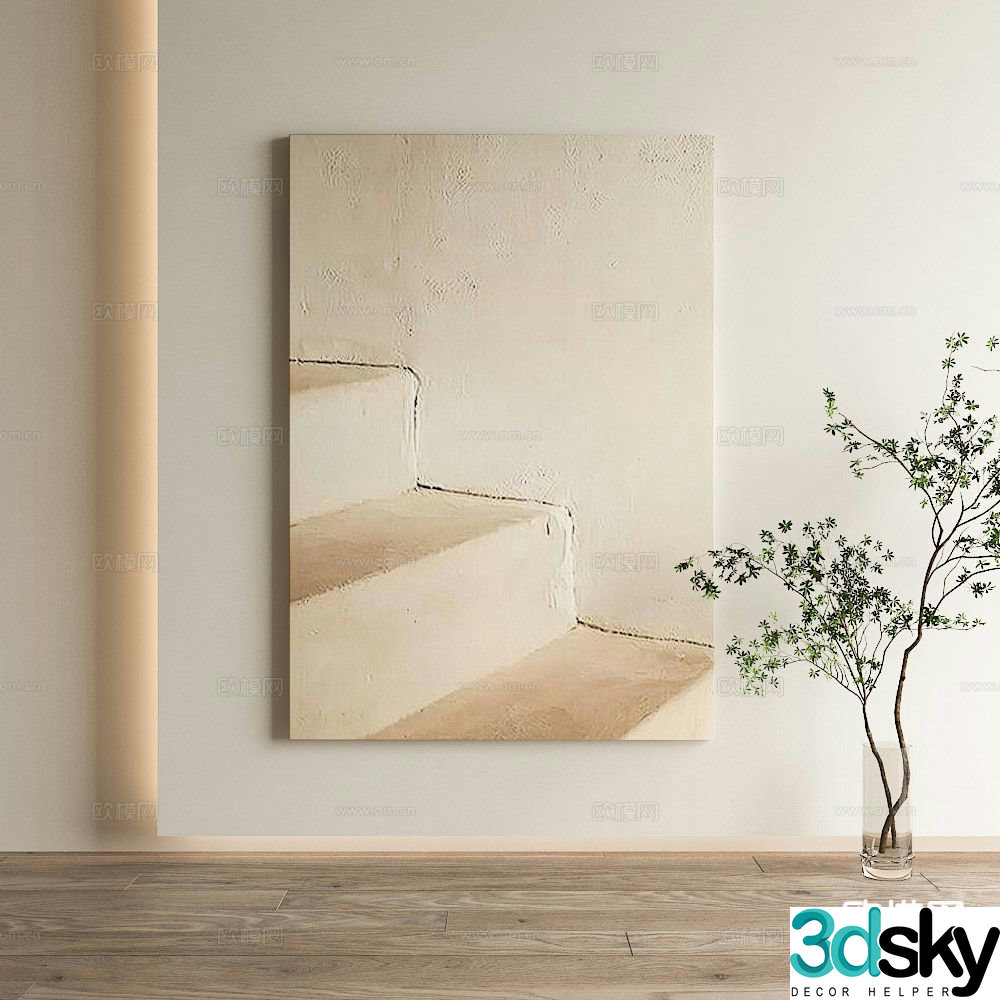 Wabi-sabi style texture painting ladder oil painting decorative painting 3D model