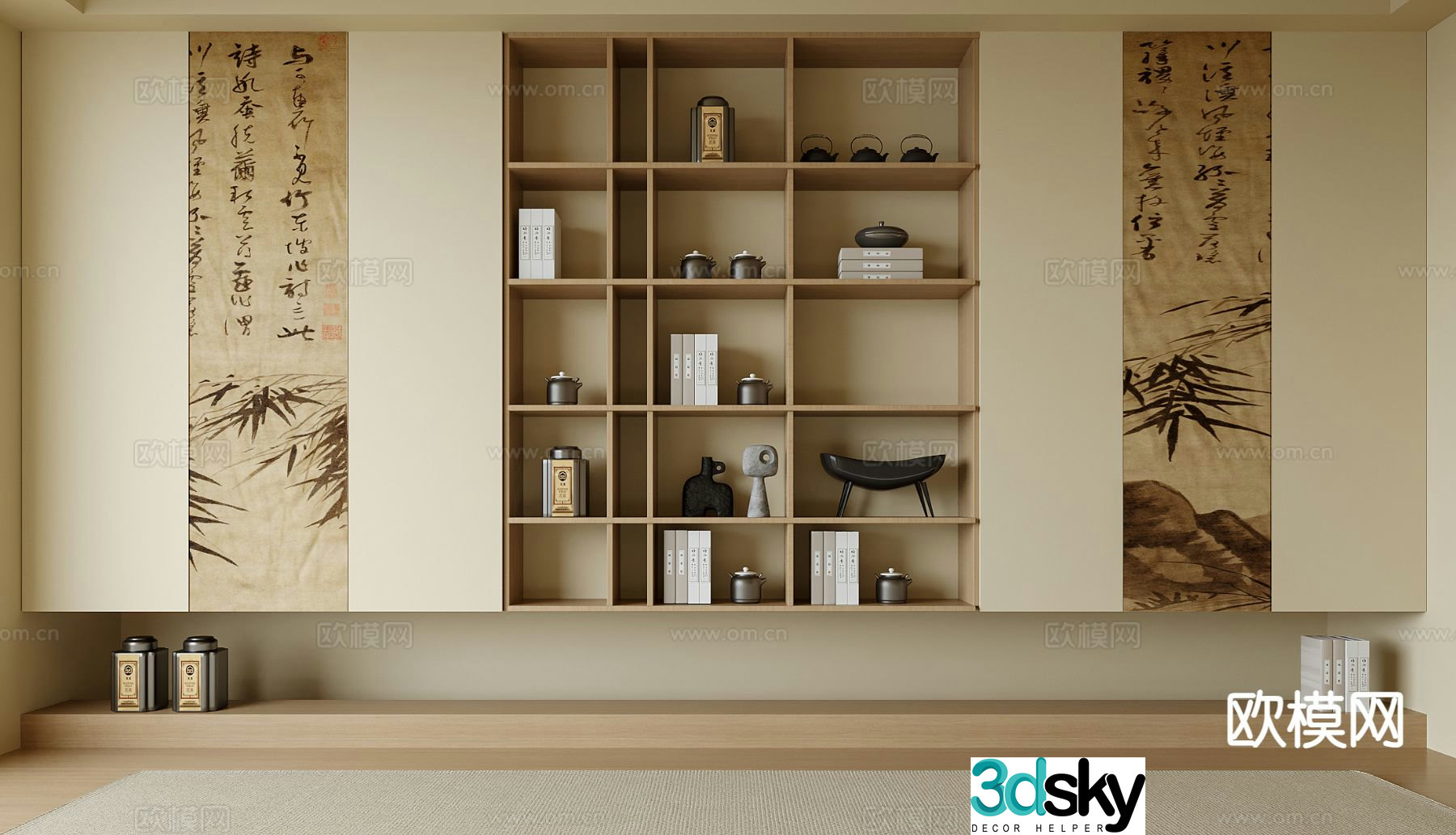 New Chinese style tea cabinet 3d model