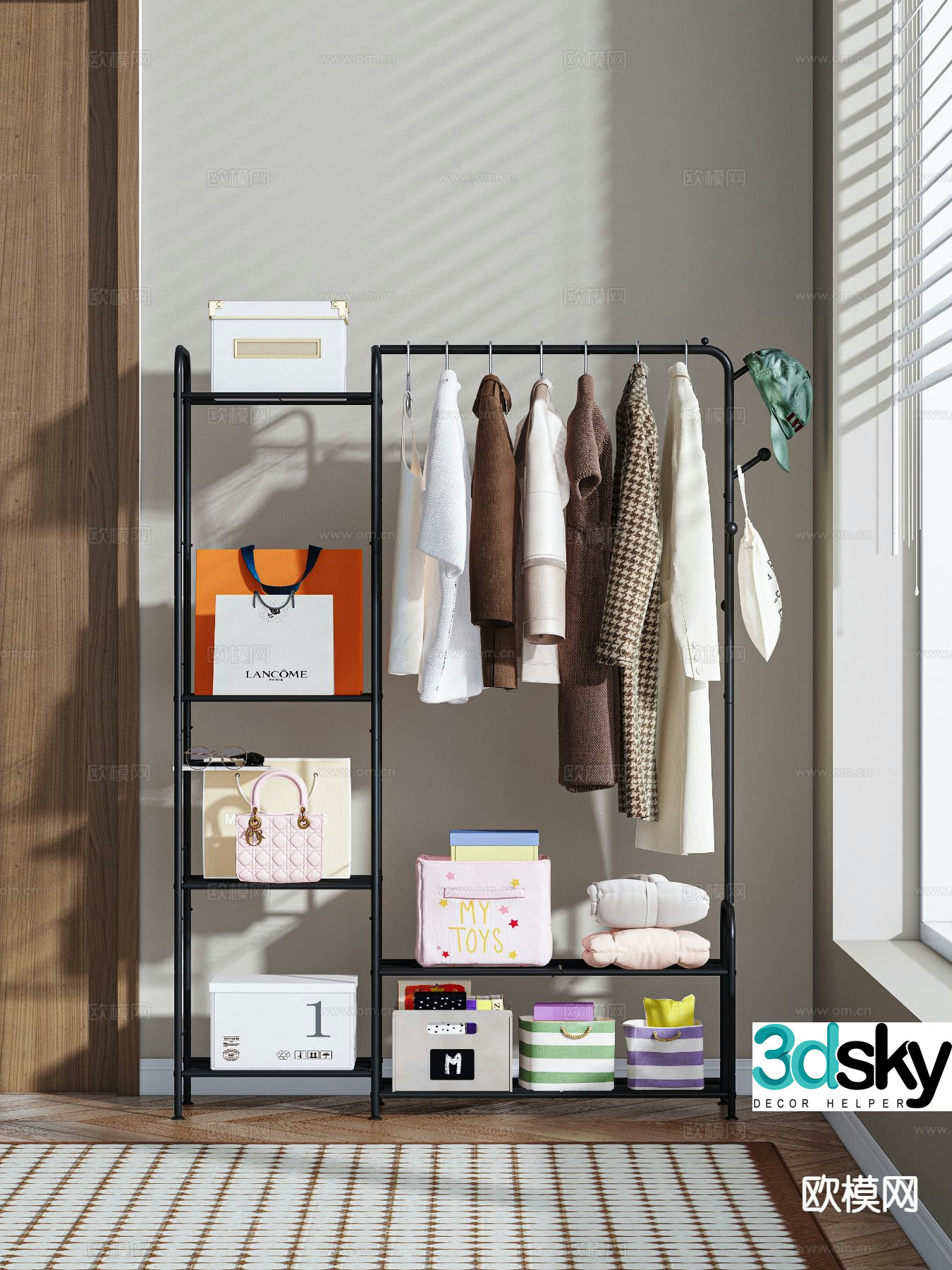 Modern clothes rack coat rack 3d model