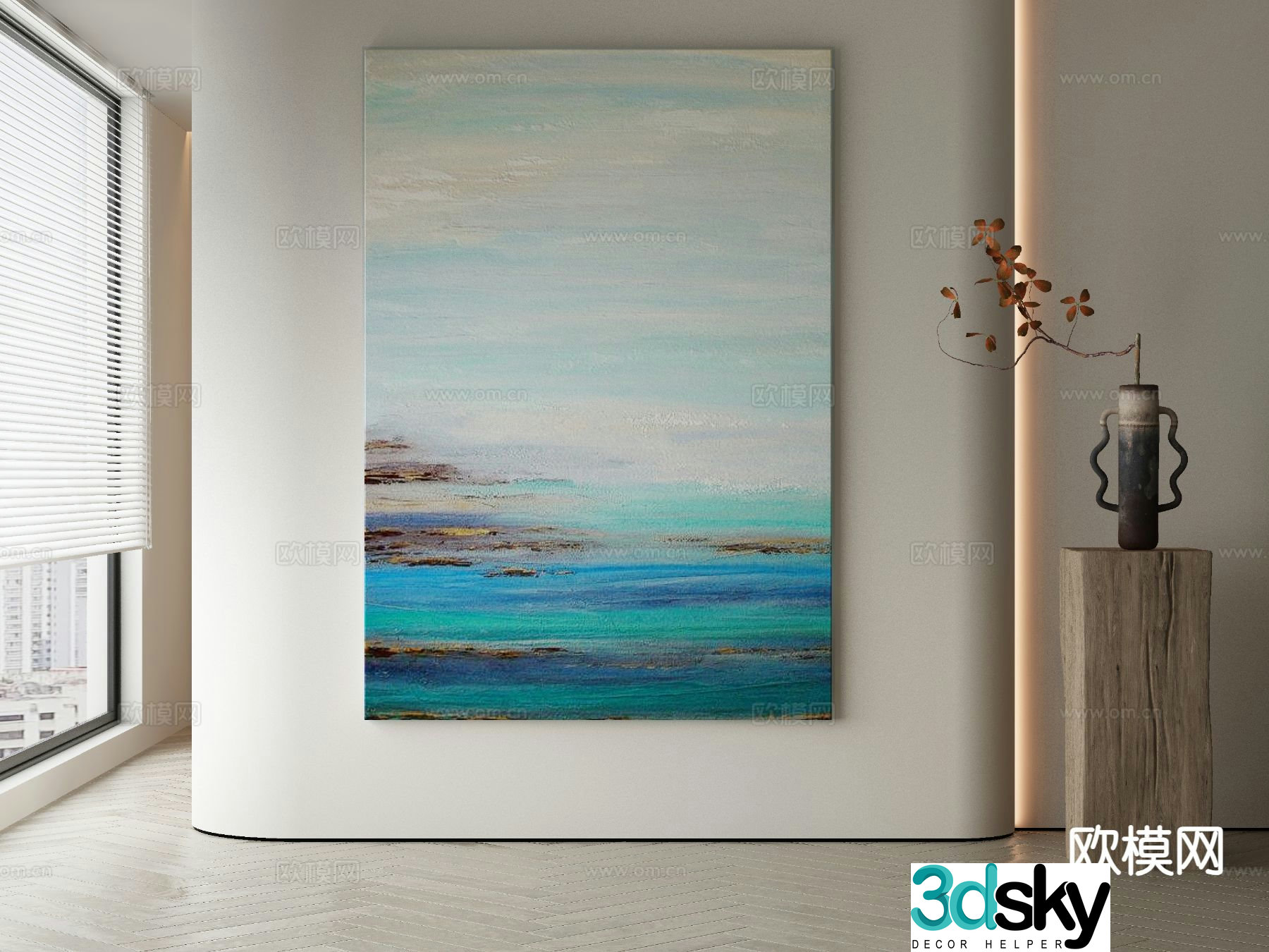 Modern decorative painting watercolor hanging painting gradient hanging painting 3D model