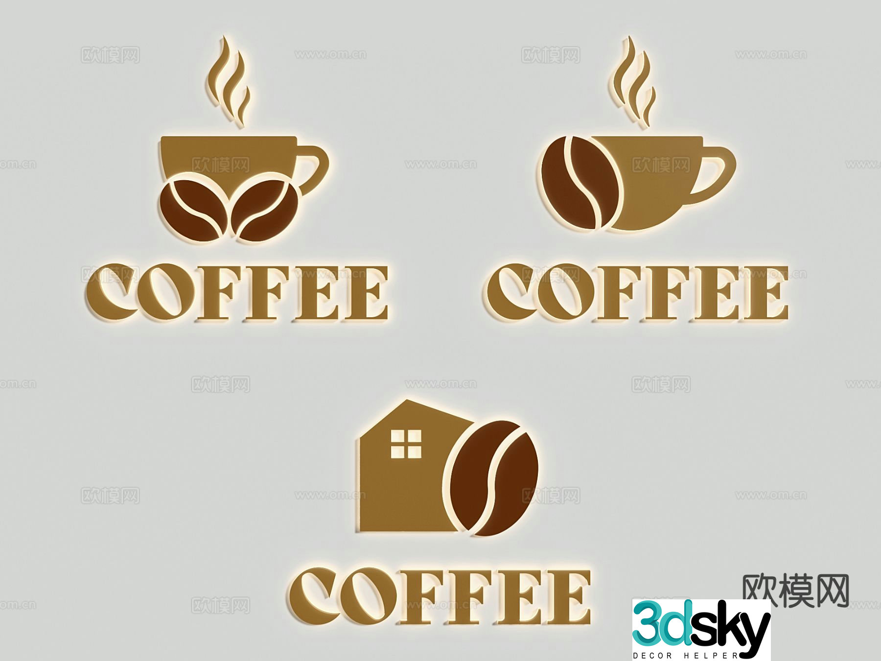 Modern coffee shop logo 3d model
