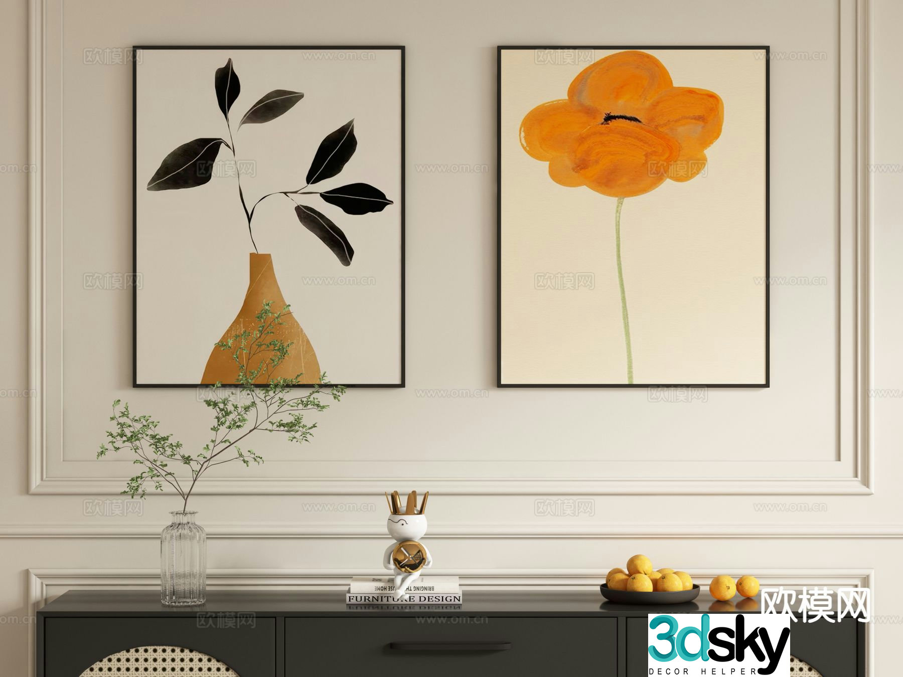 Simple geometric painting decorative painting hanging painting 3D model