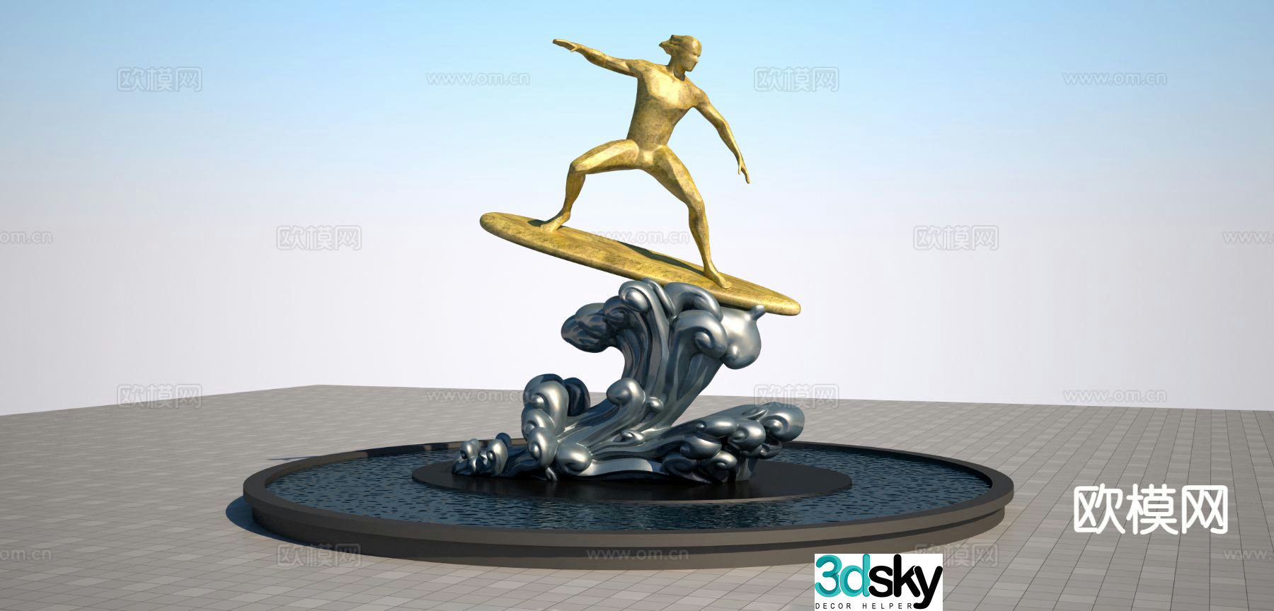 Modern surf sculpture 3d model