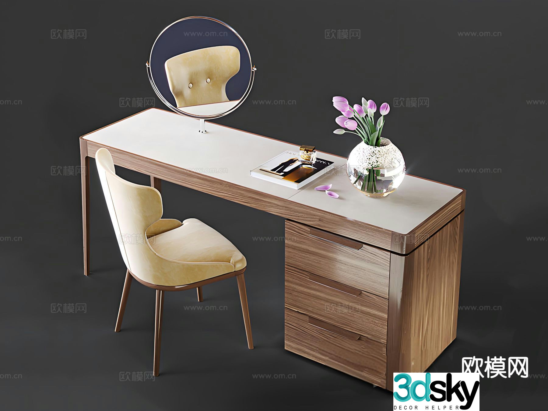 Nordic desk study table 3d model